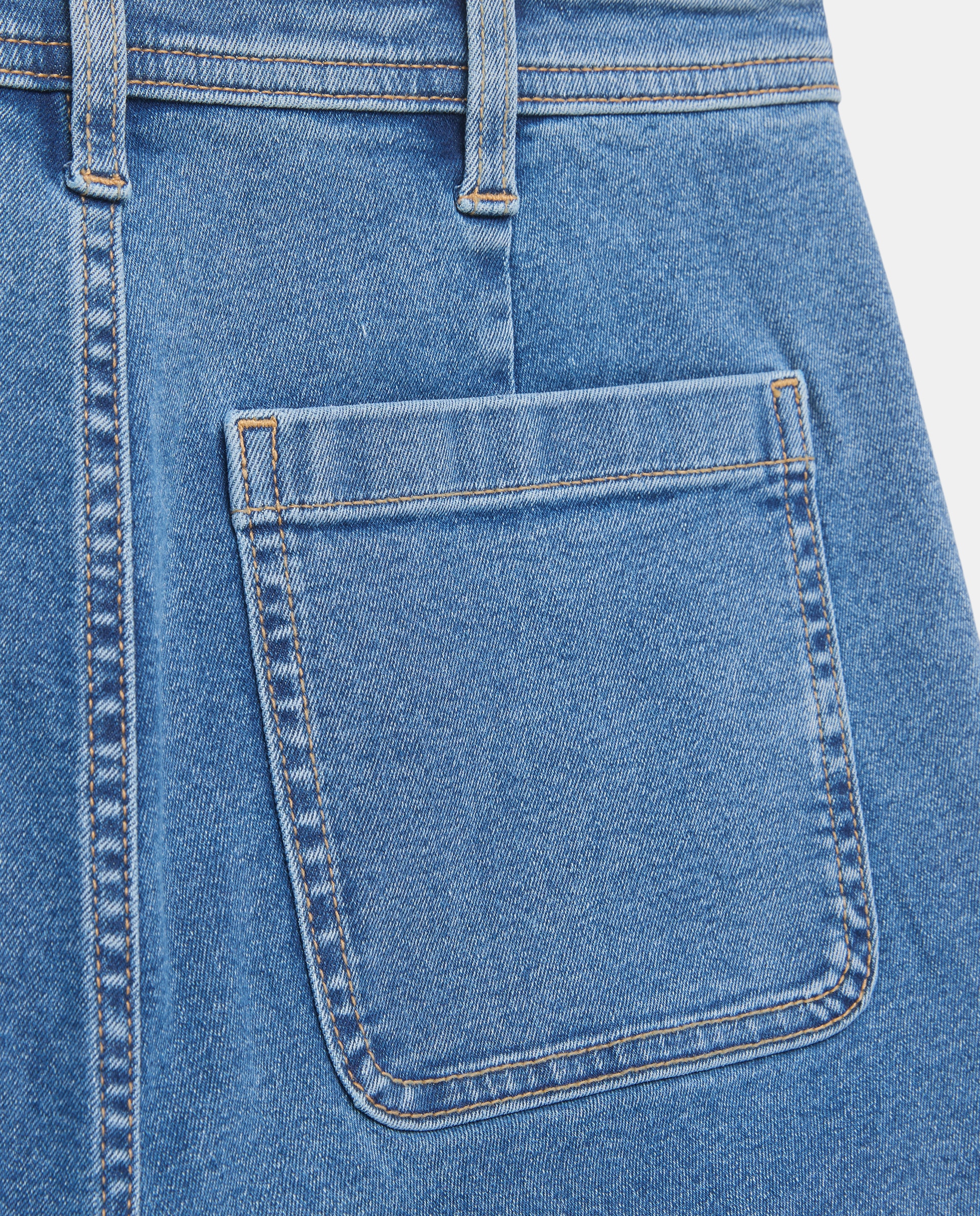 Denim wide-leg bolsillos plaston de mujer Azul pálido-5
