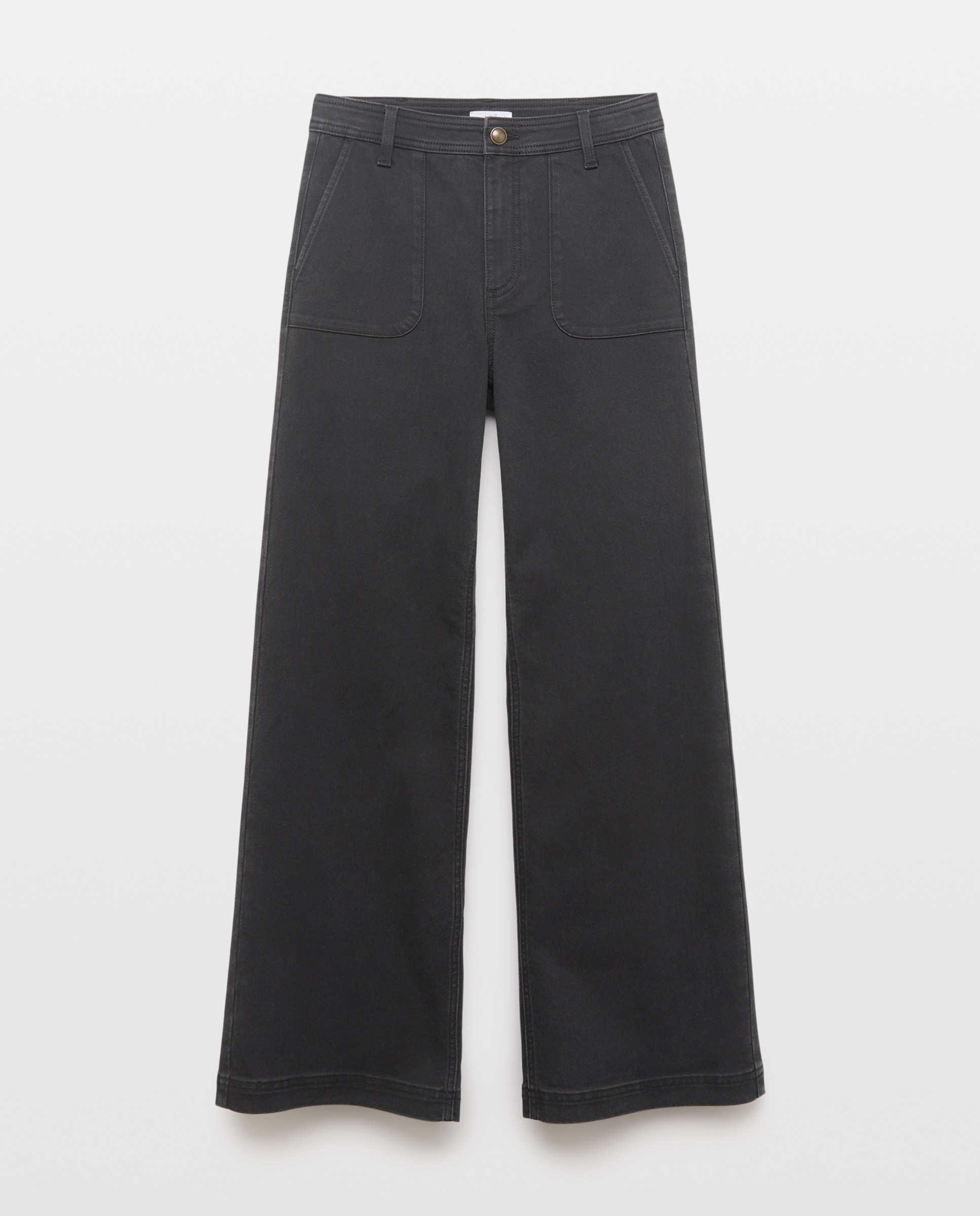 Denim wide-leg bolsillos plaston de mujer Negro intenso-4