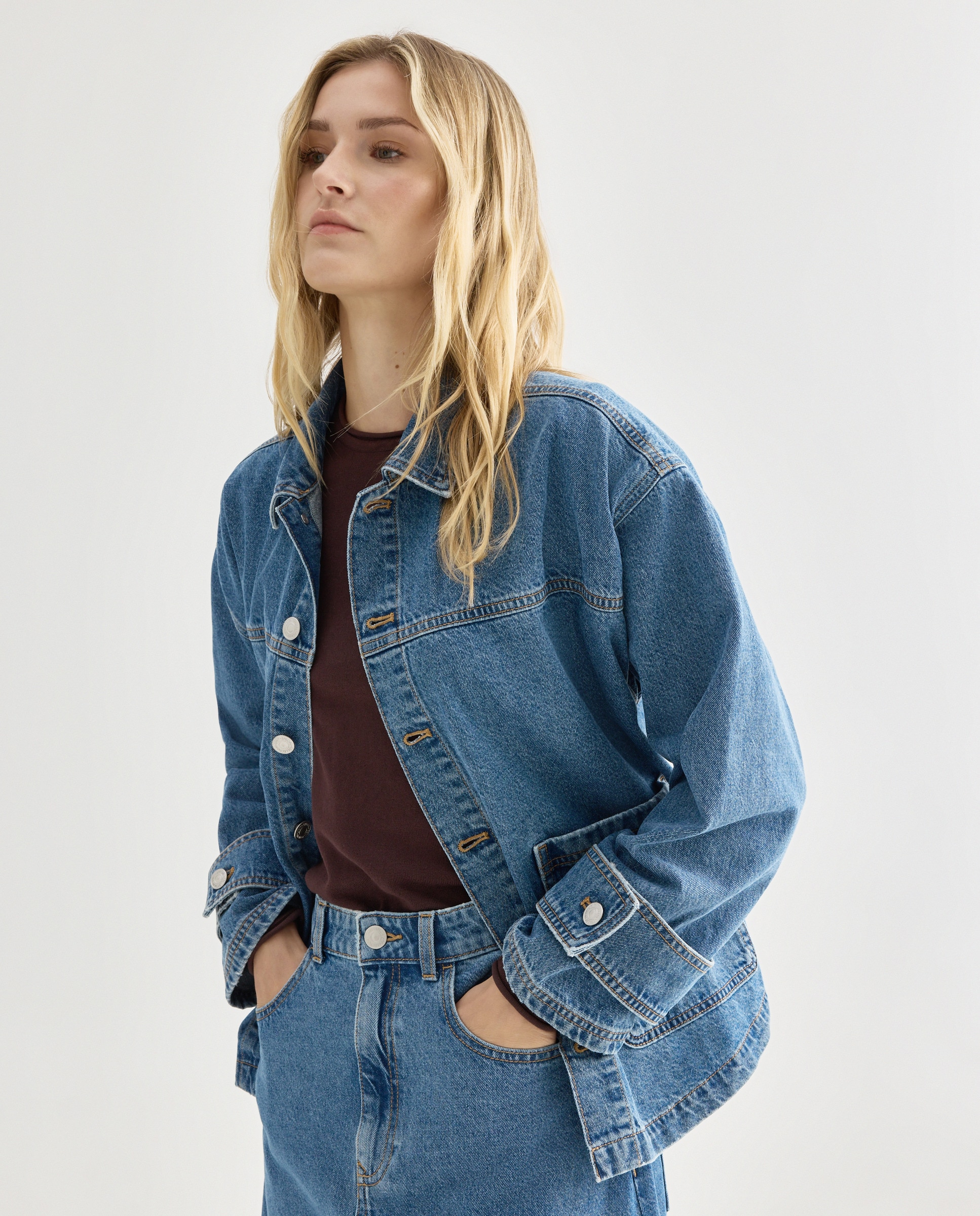 Chaqueta de mujer vaquera total look Azul pálido-1