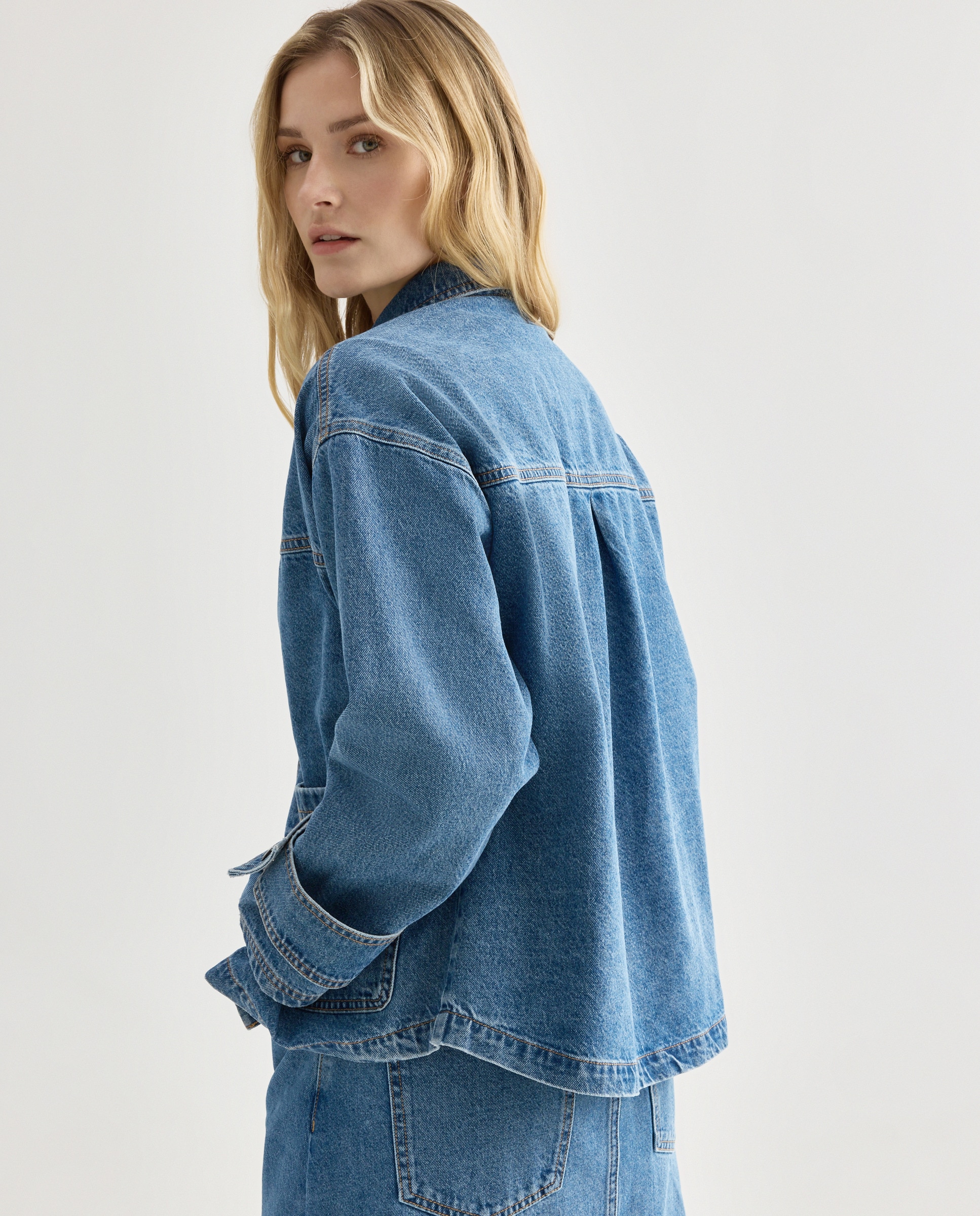 Chaqueta de mujer vaquera total look Azul pálido-3