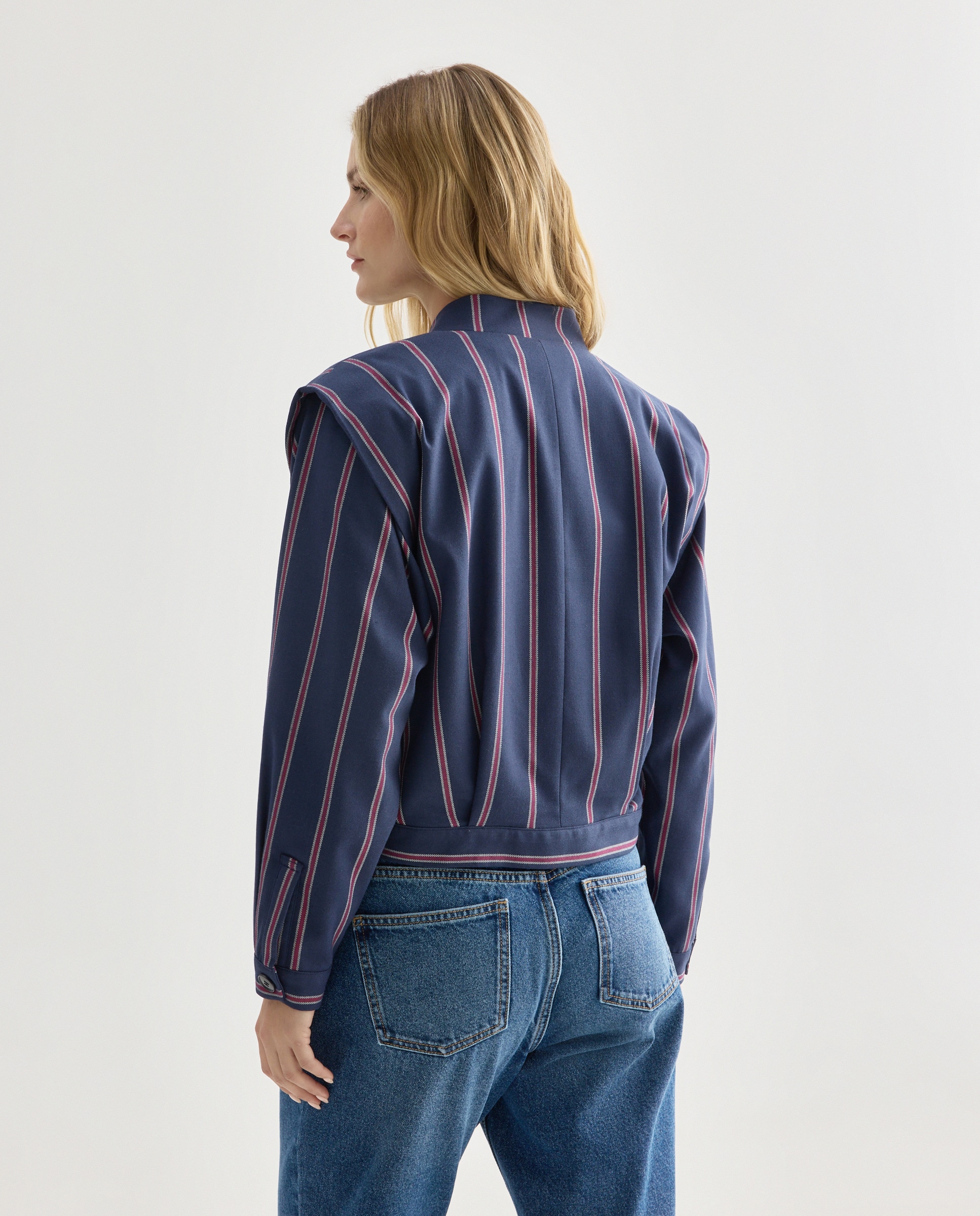 Chaqueta de mujer bomber total look Azul-3