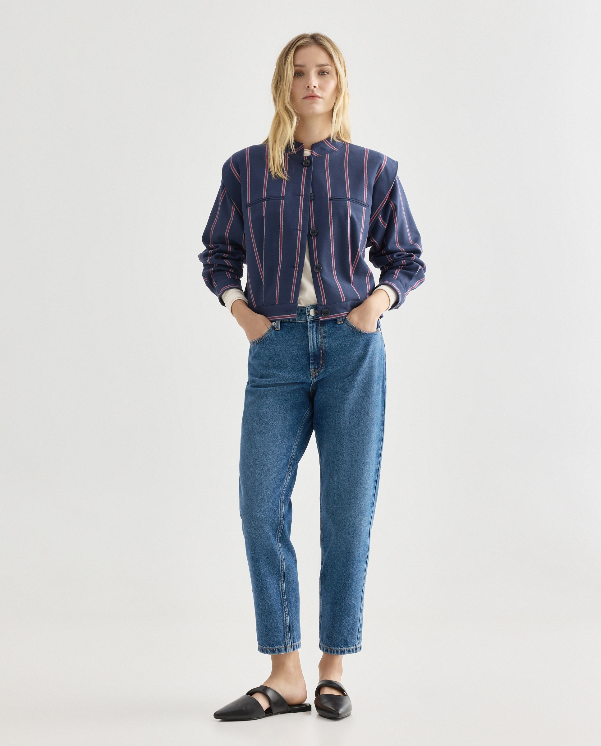 Chaqueta de mujer bomber total look Azul-2