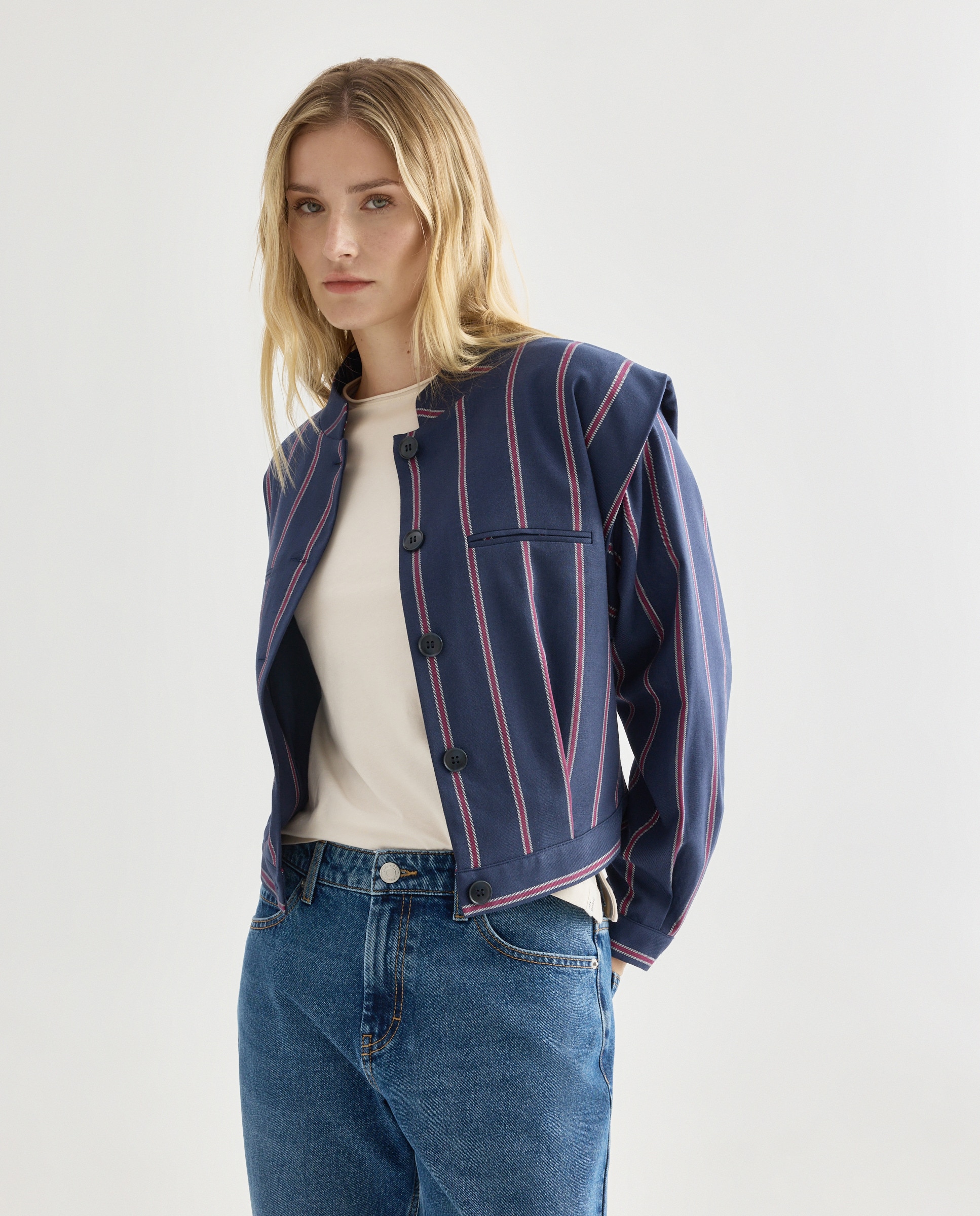 Chaqueta de mujer bomber total look Azul-1