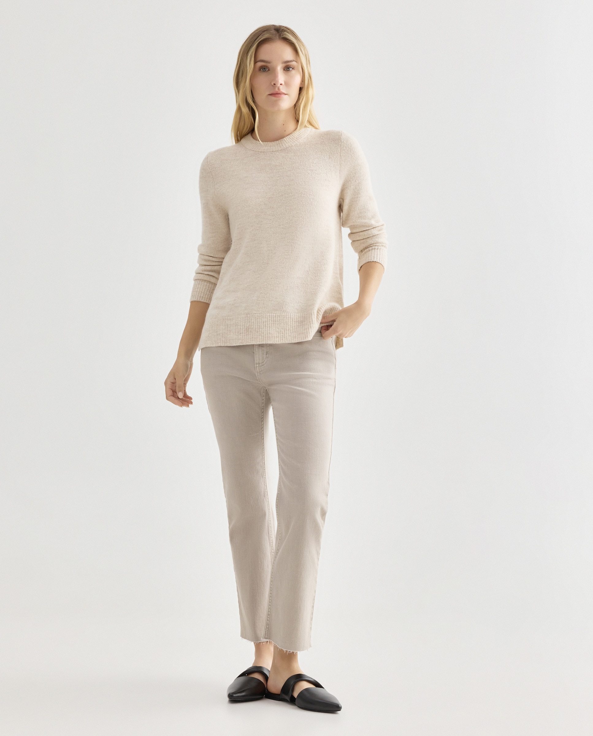 Jersey de mujer básico cuello caja 120 Crudo-2