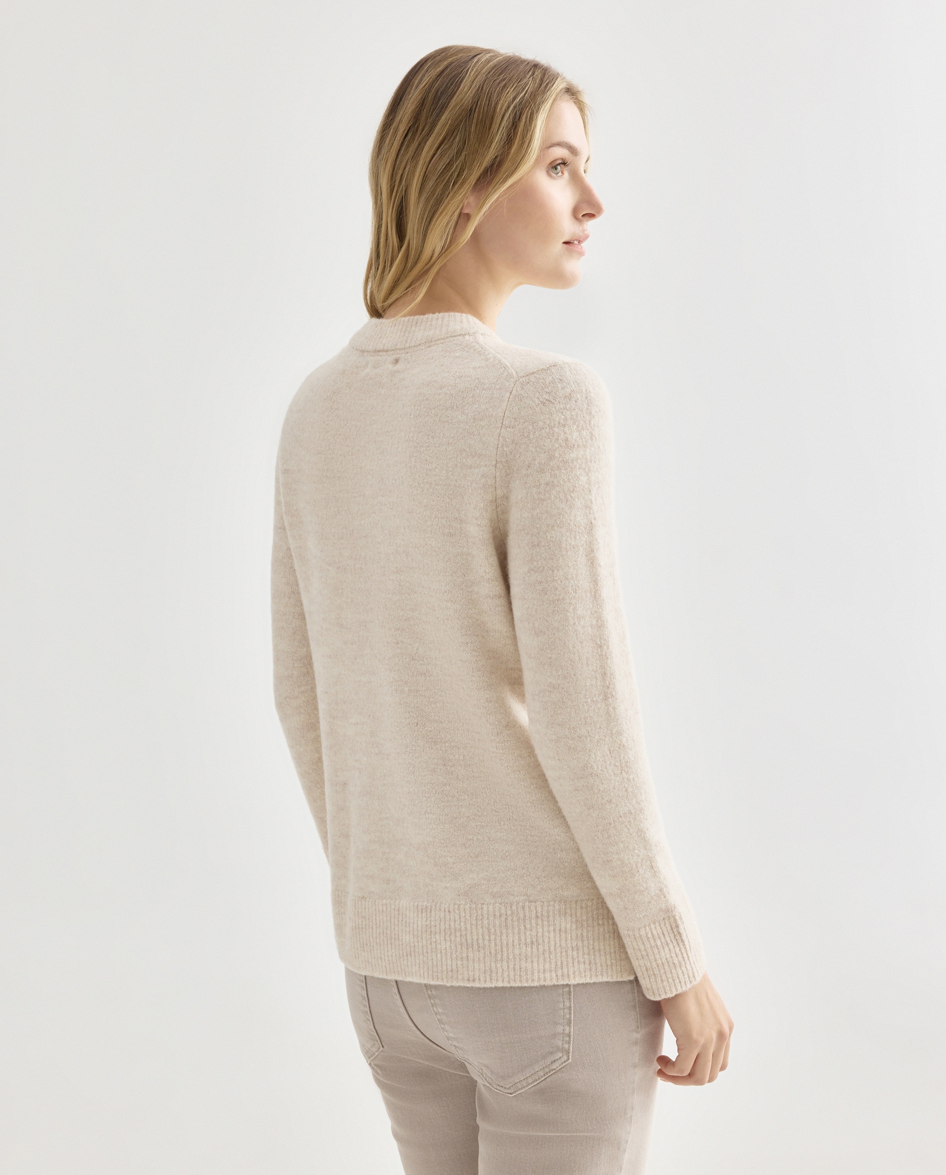 Jersey de mujer básico cuello caja 120 Crudo-3