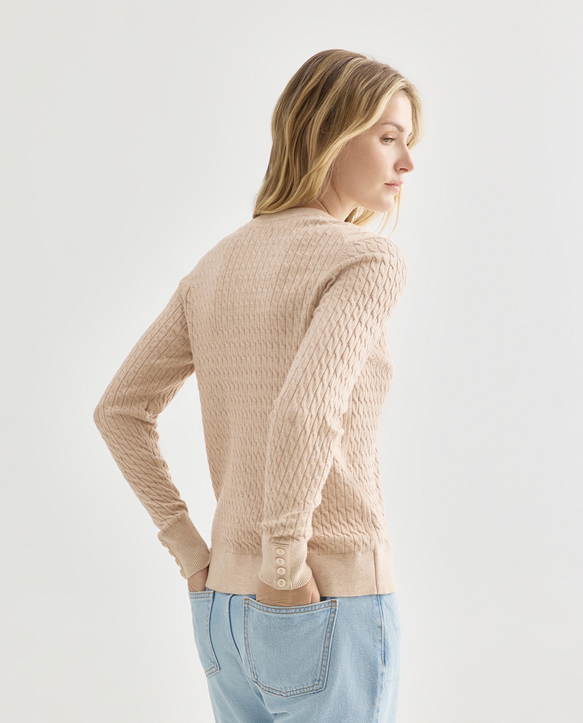 Jersey de mujer de ochos cuello caja 120 Crudo-3