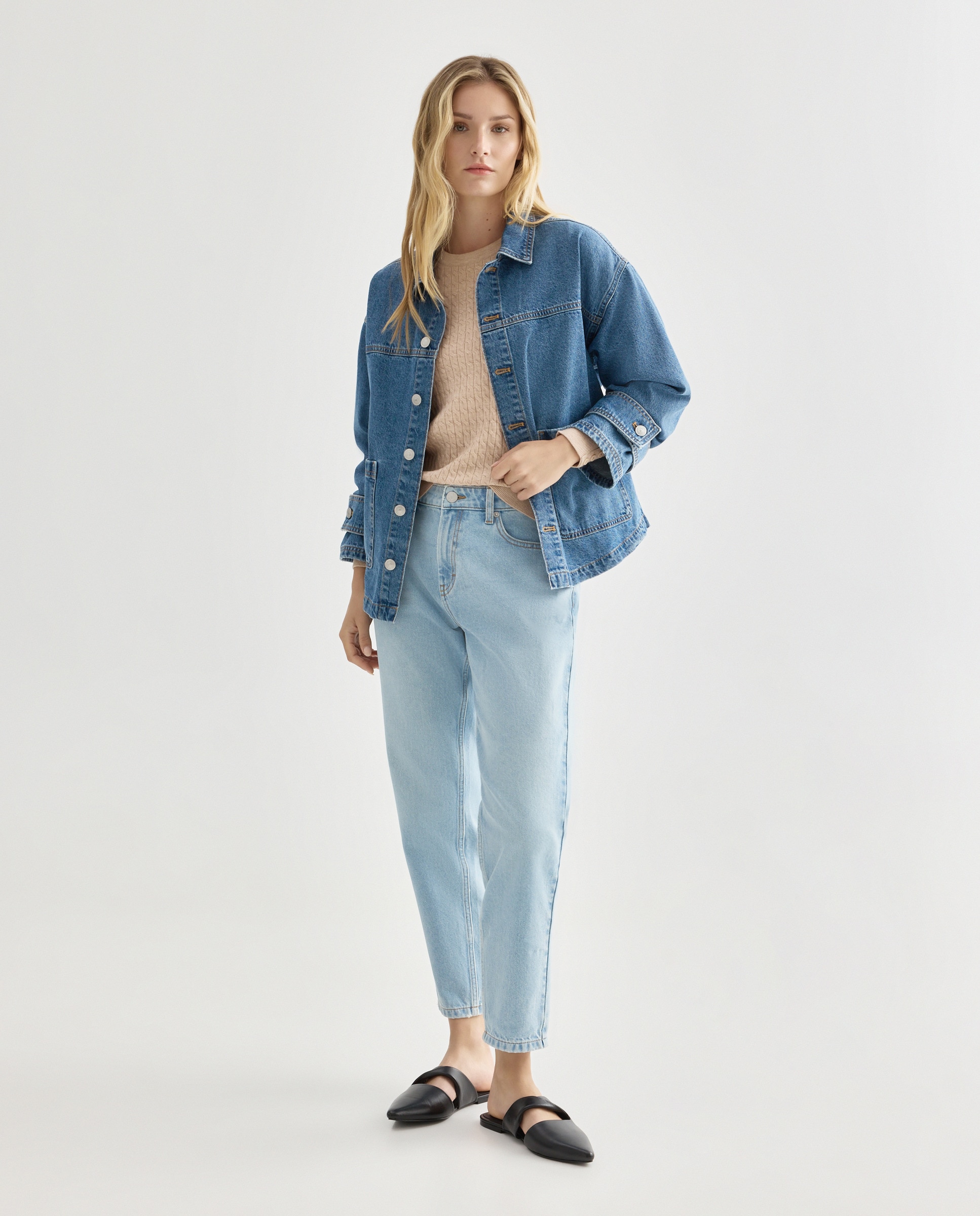 Jersey de mujer de ochos cuello caja 120 Crudo-2