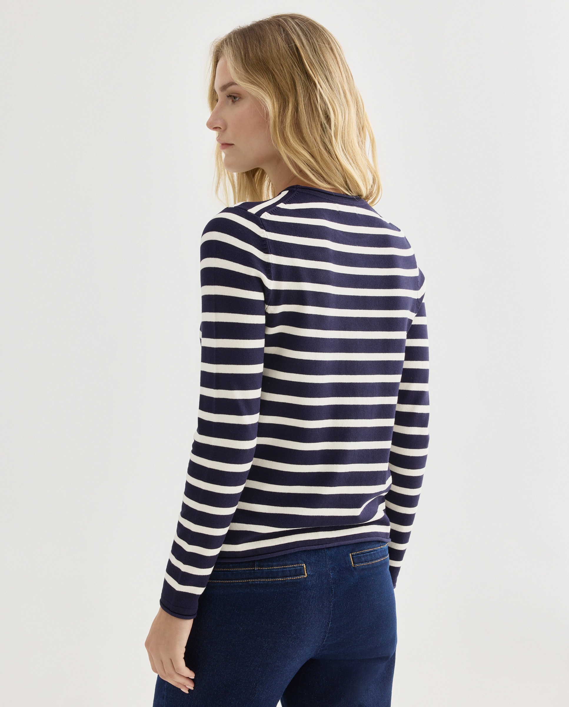 Jersey de mujer básico cuello caja Azul marino-3