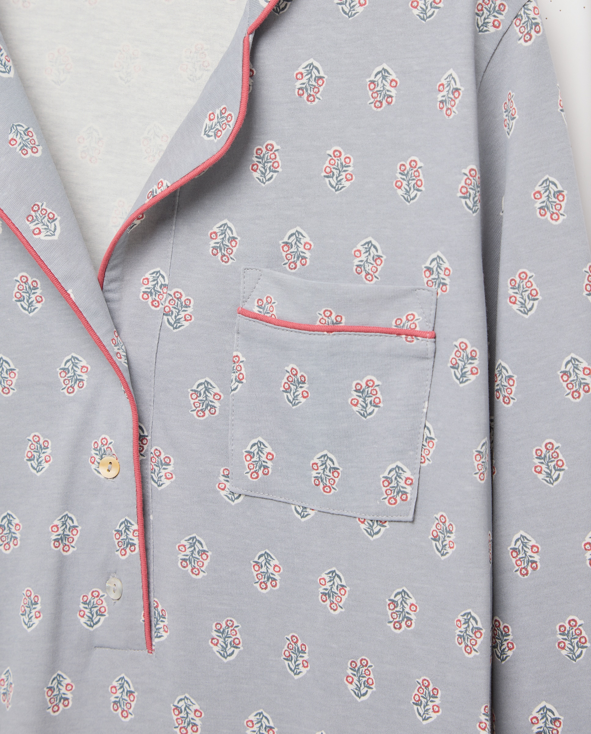 Camisón mujer solapa algodón 582 Verde agua-4