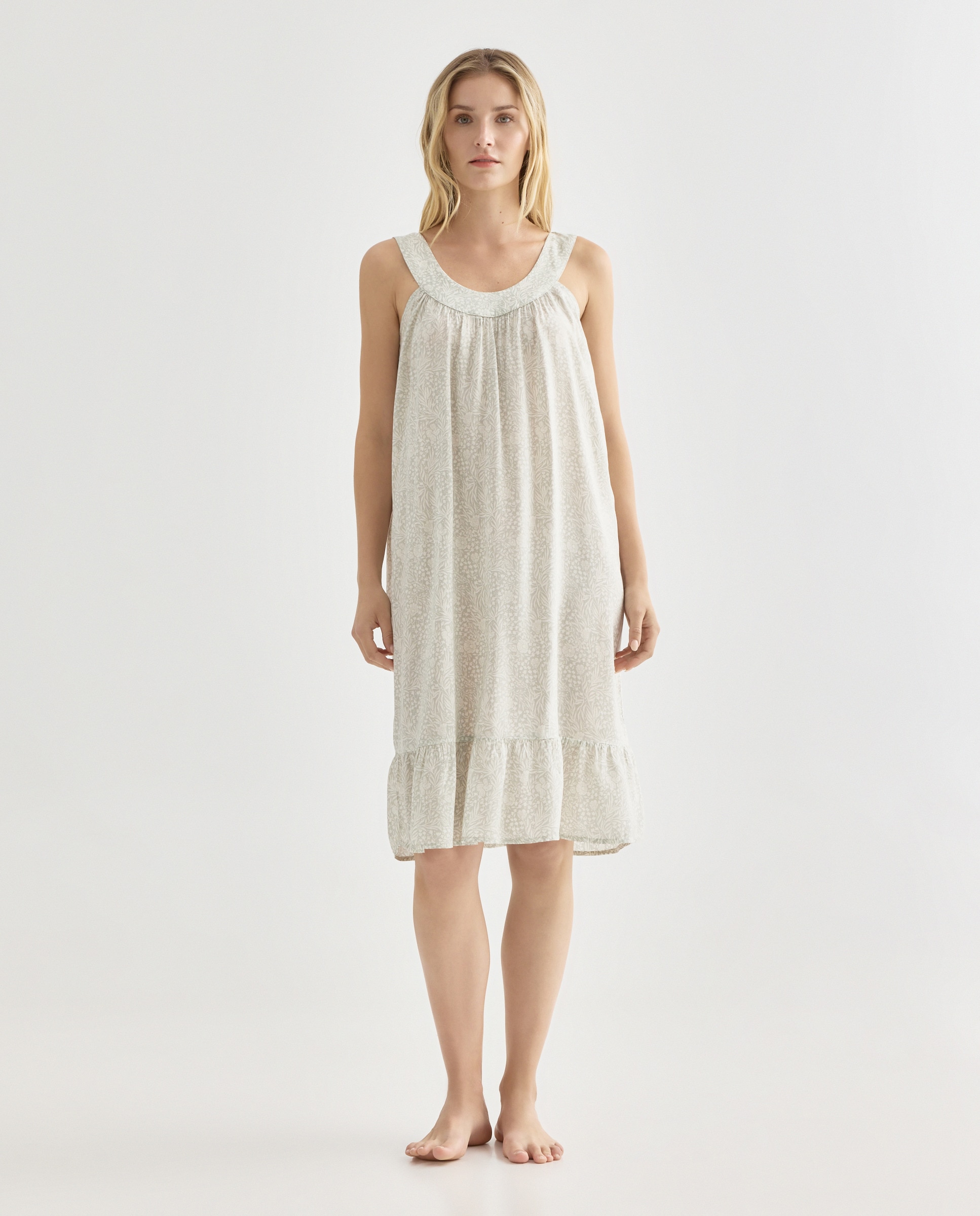 Camisón mujer estampado cuello redondo 582 Verde agua-1