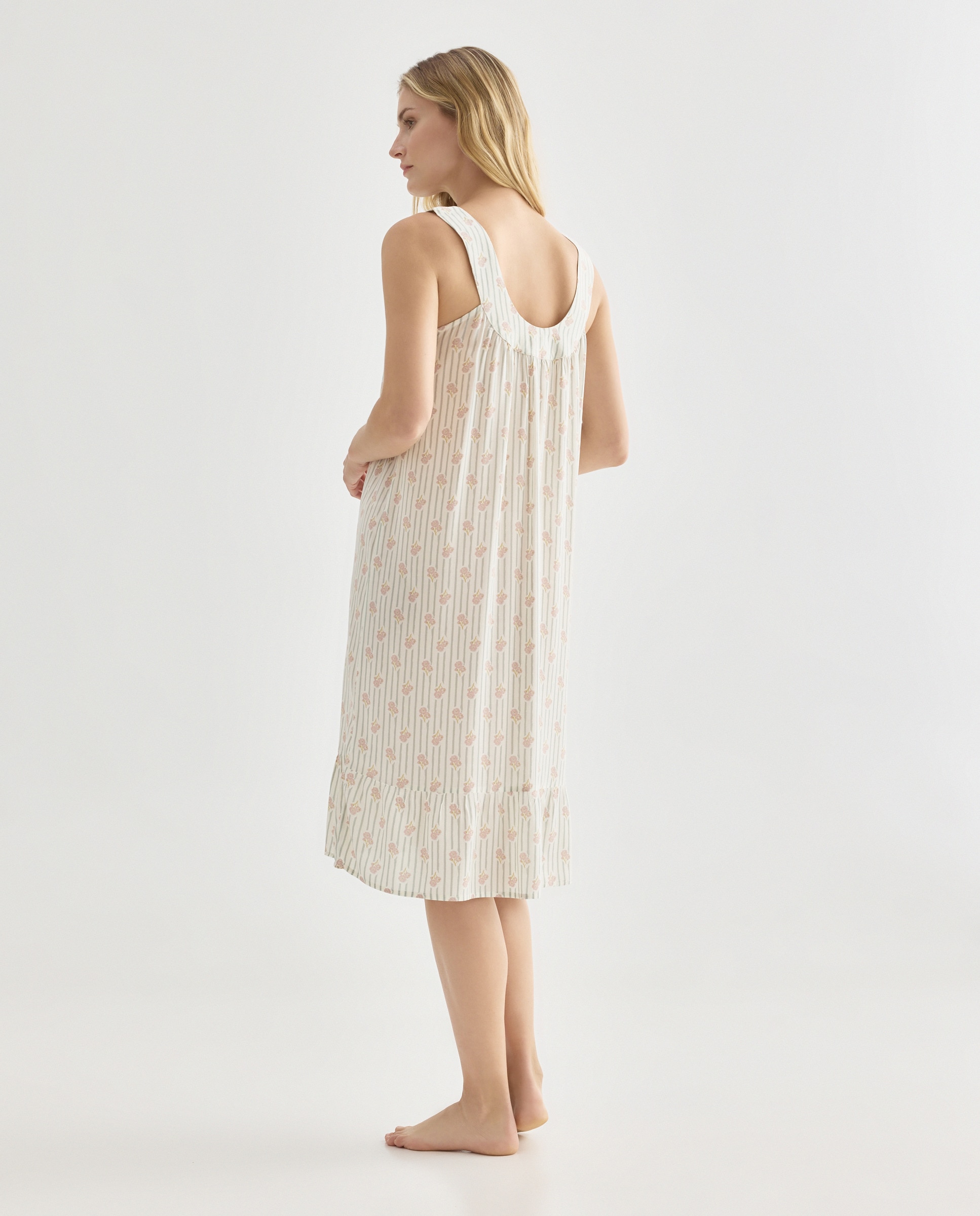 Camisón mujer estampado cuello redondo Verde-2
