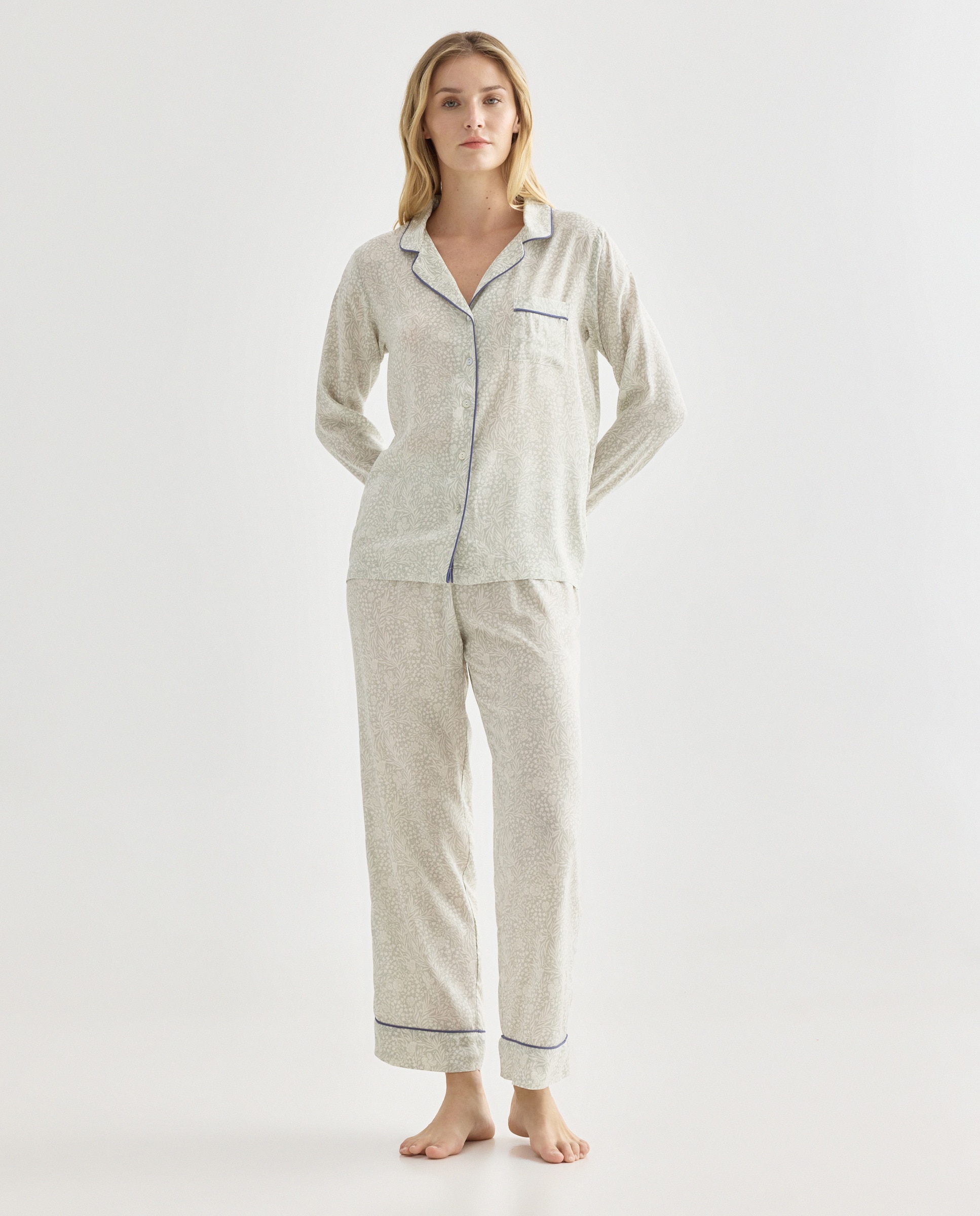 Pijama mujer estampado dos piezas 582 Verde agua-1