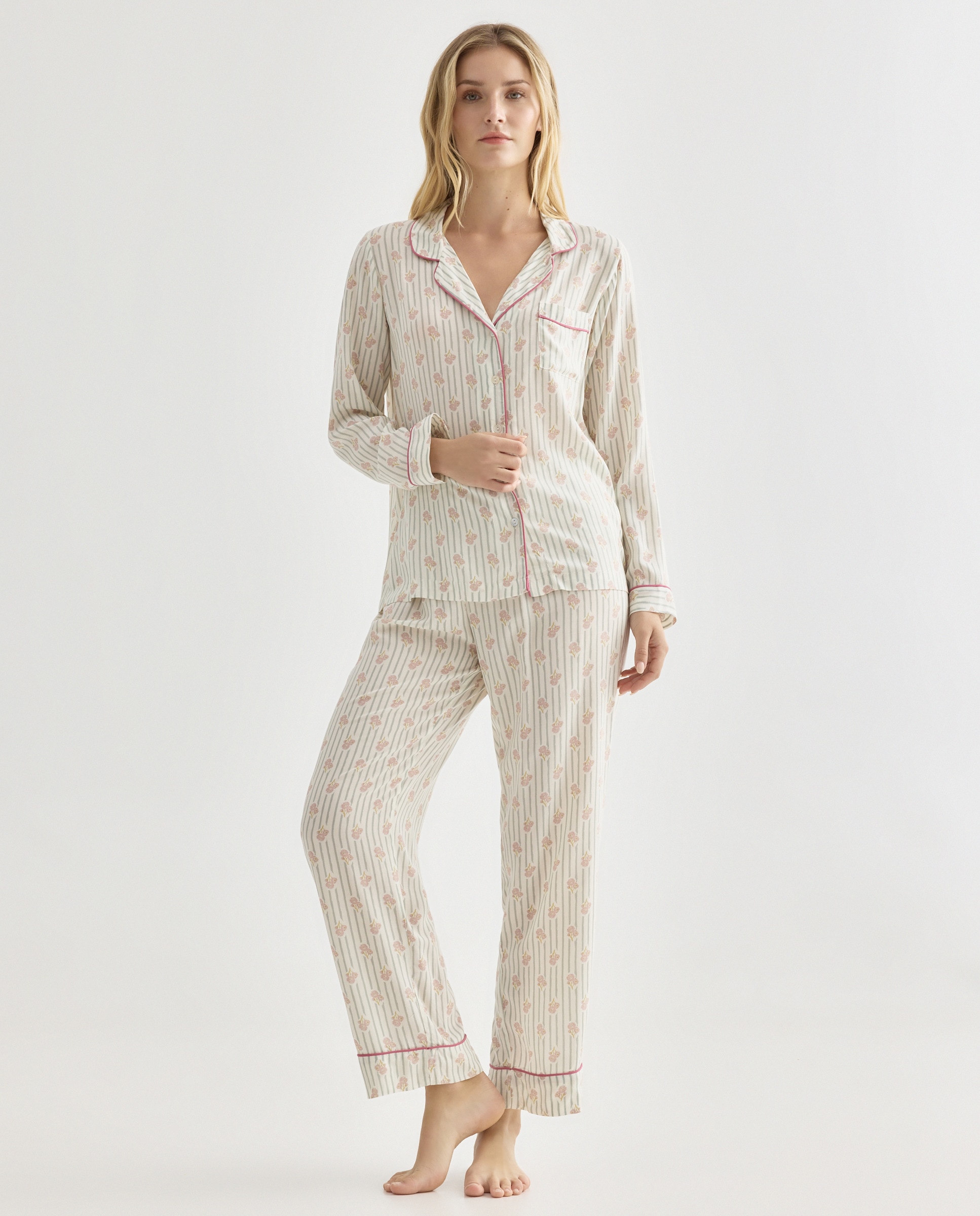 Pijama mujer estampado dos piezas Verde-1