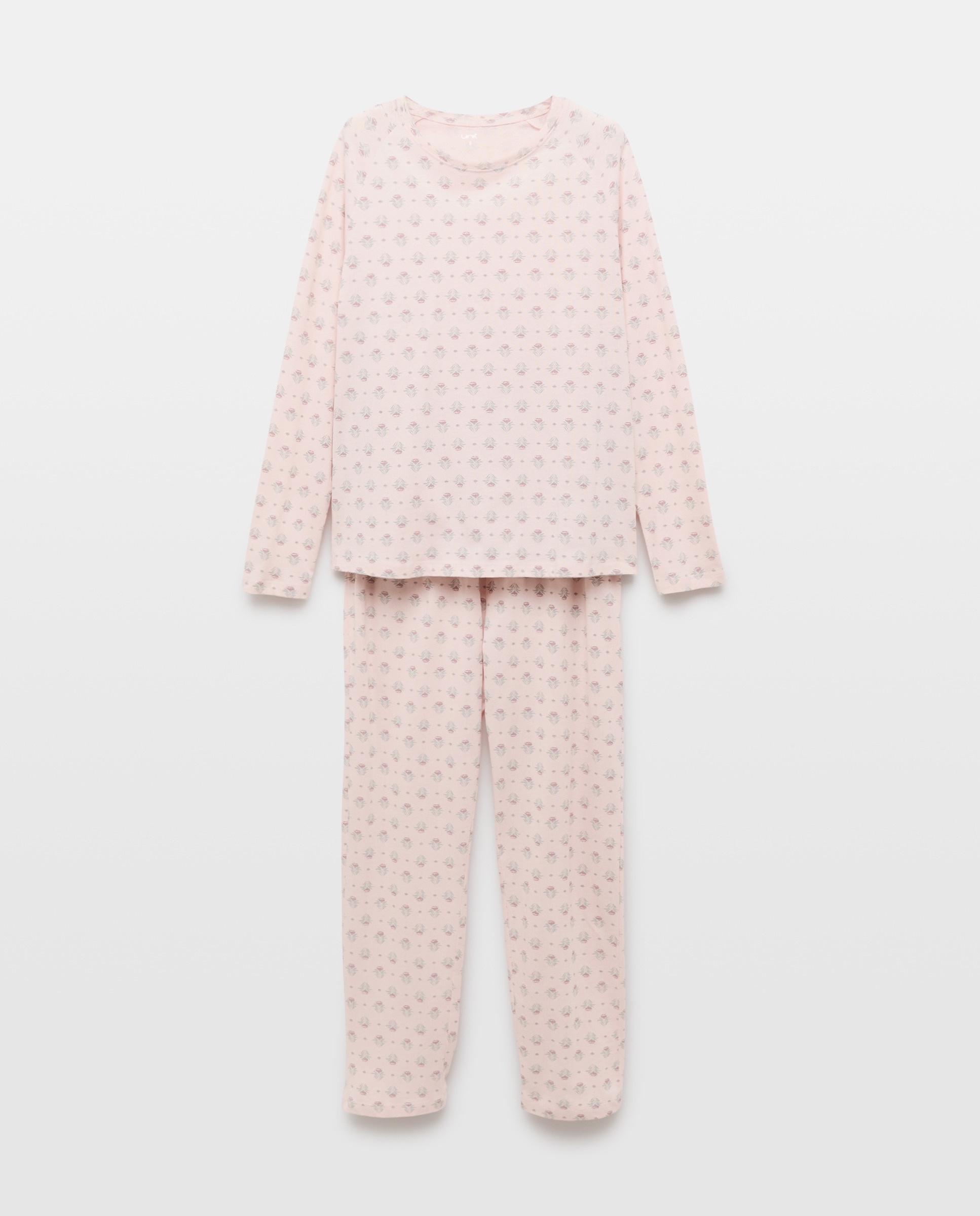 Pijama mujer algodón estampado Rosa claro-3