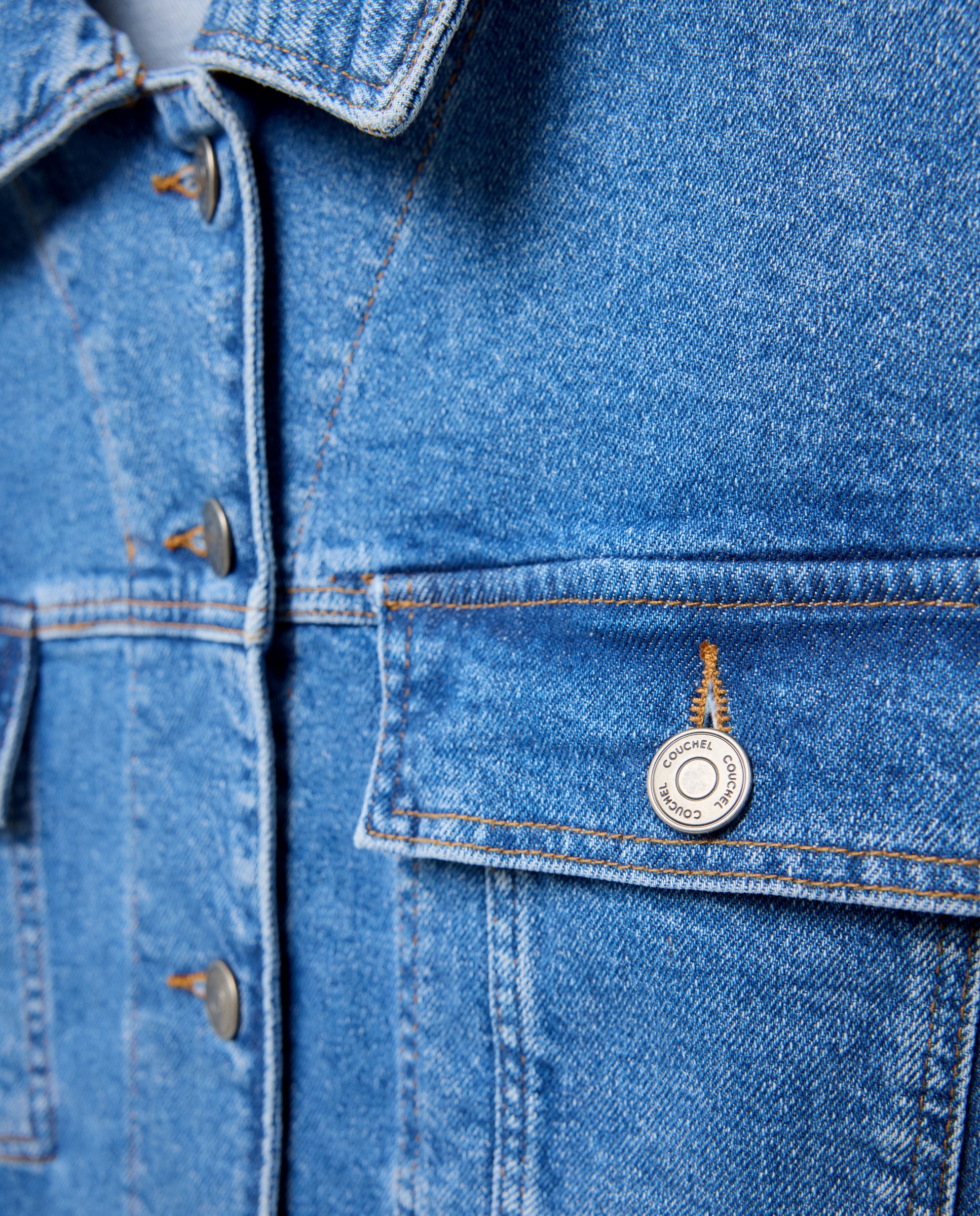 Blusão de ganga básico de mulher Azul pálido-7