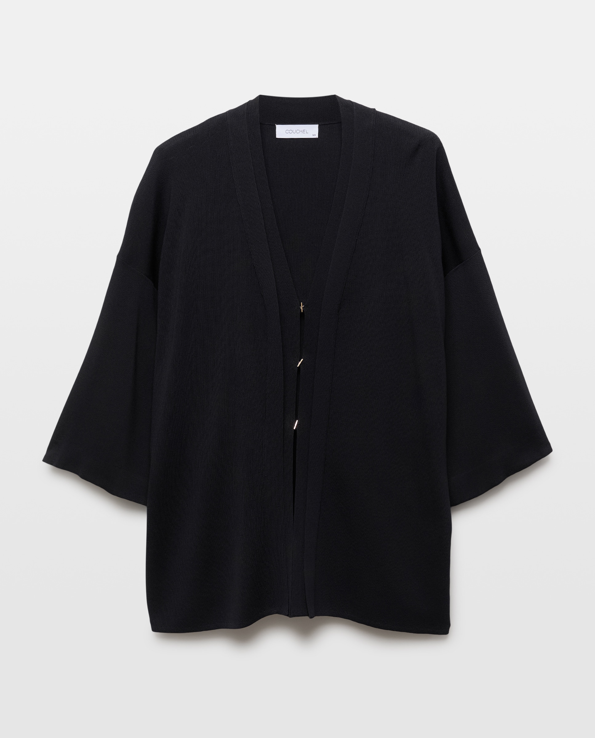 Cardigan Liso Comprido Preto-4
