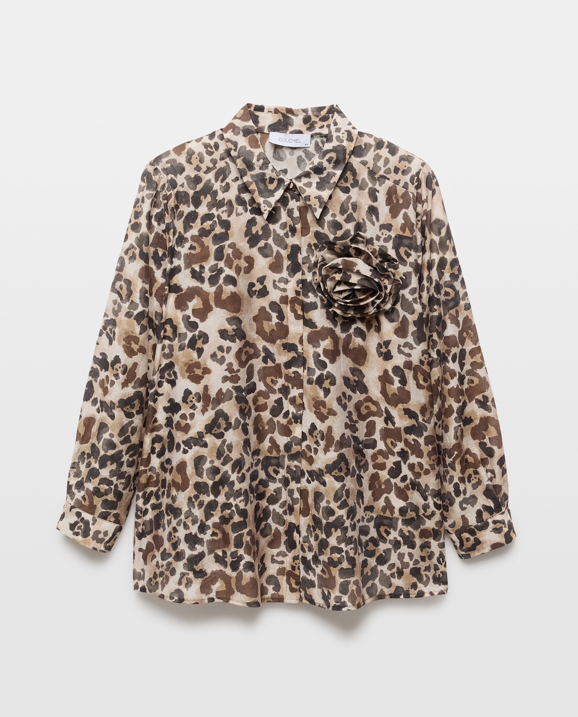 Camisa de Viscose com Manga Comprida Castanho-5