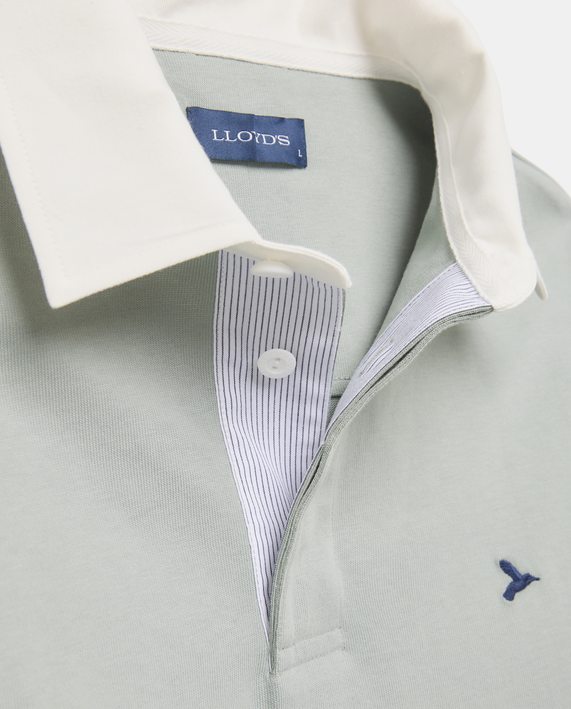 Polo Rugby de Manga Comprida Verde Água-5