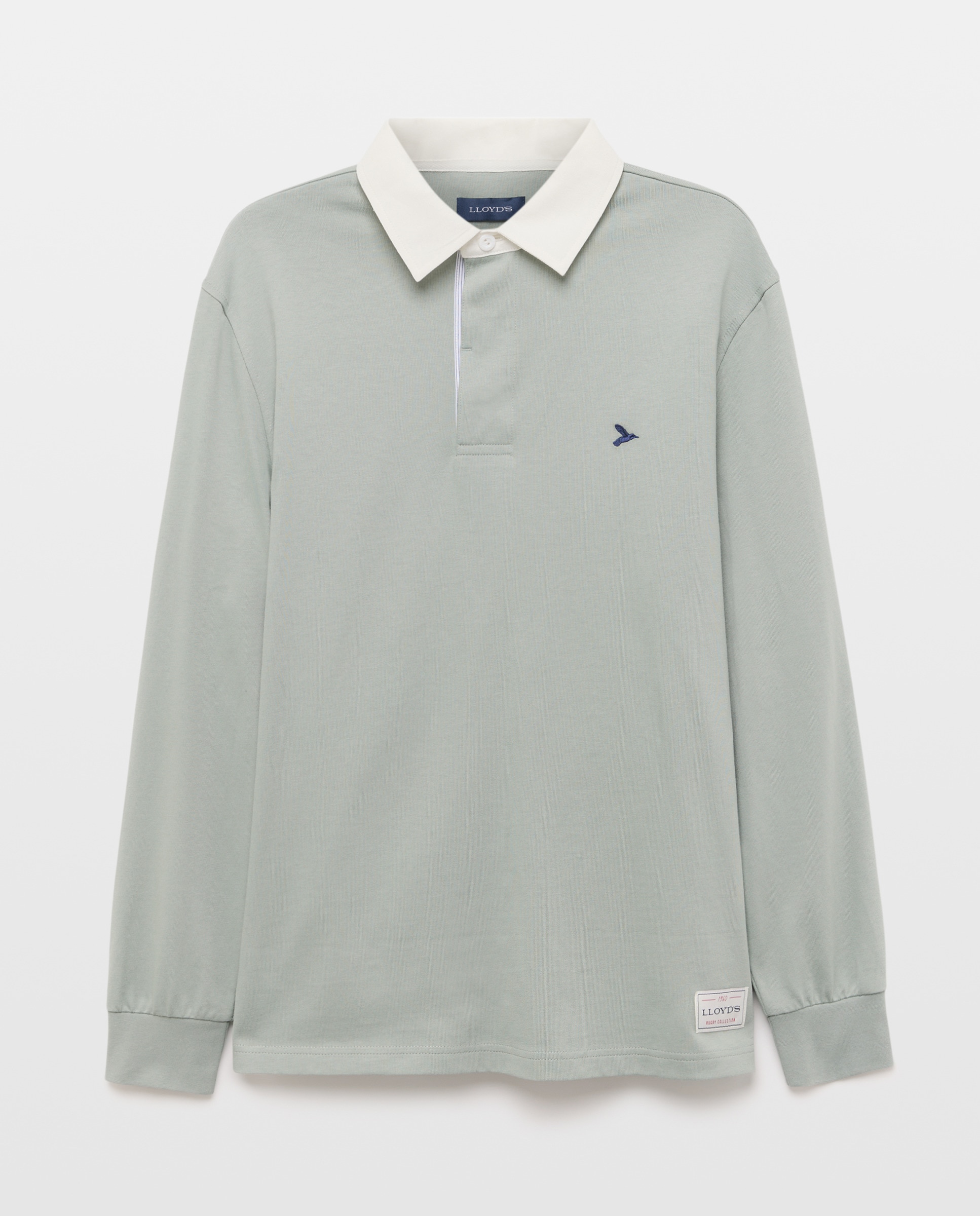 Polo Rugby de Manga Comprida Verde Água-4