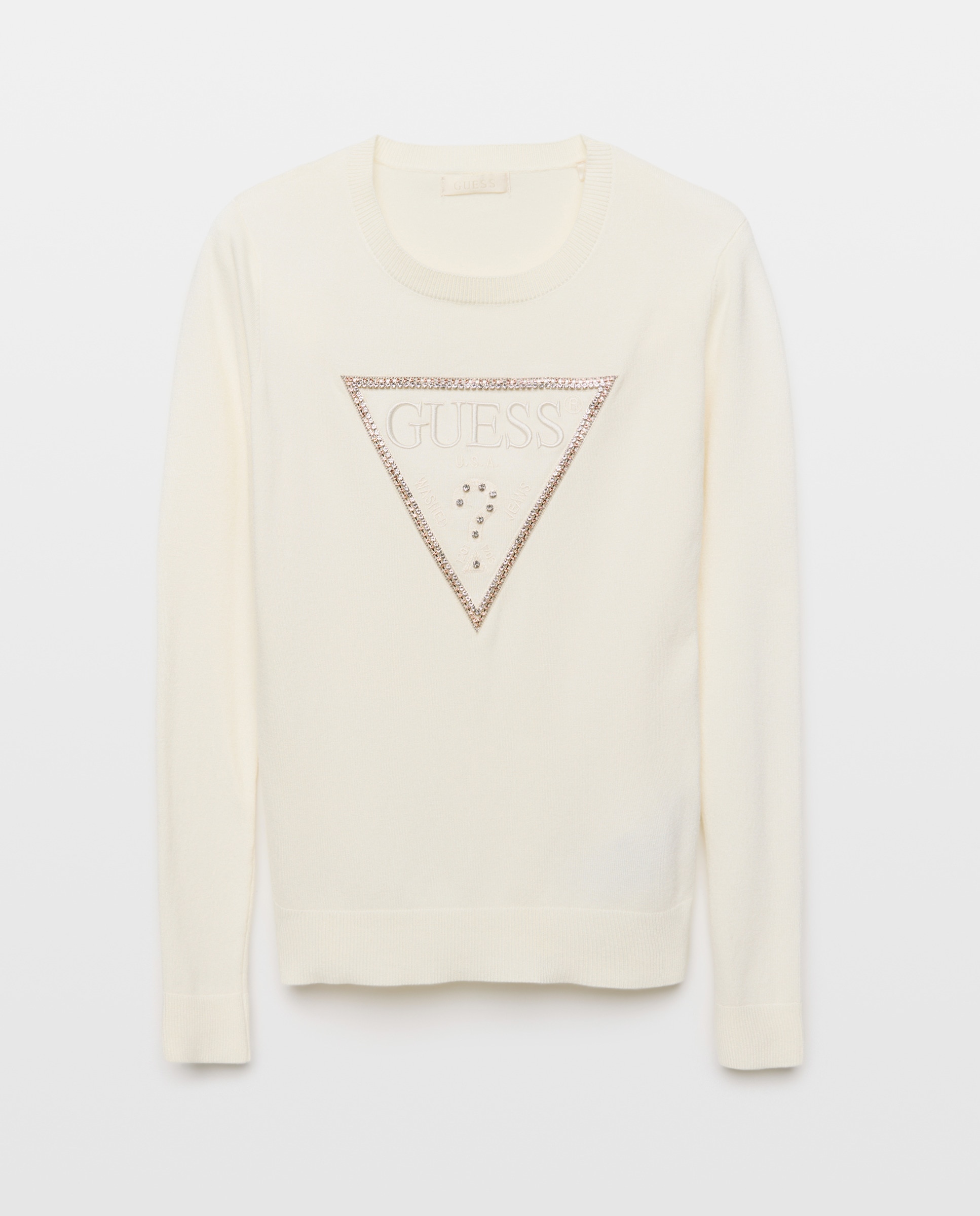 Camisola de malha com manga comprida Branco-1