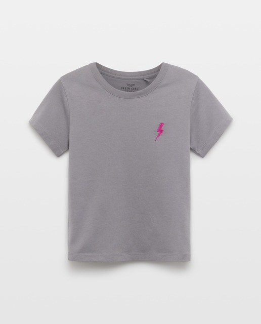 Imagem 0 de T-shirt de Manga Curta com Bordado de Fio Metalizado