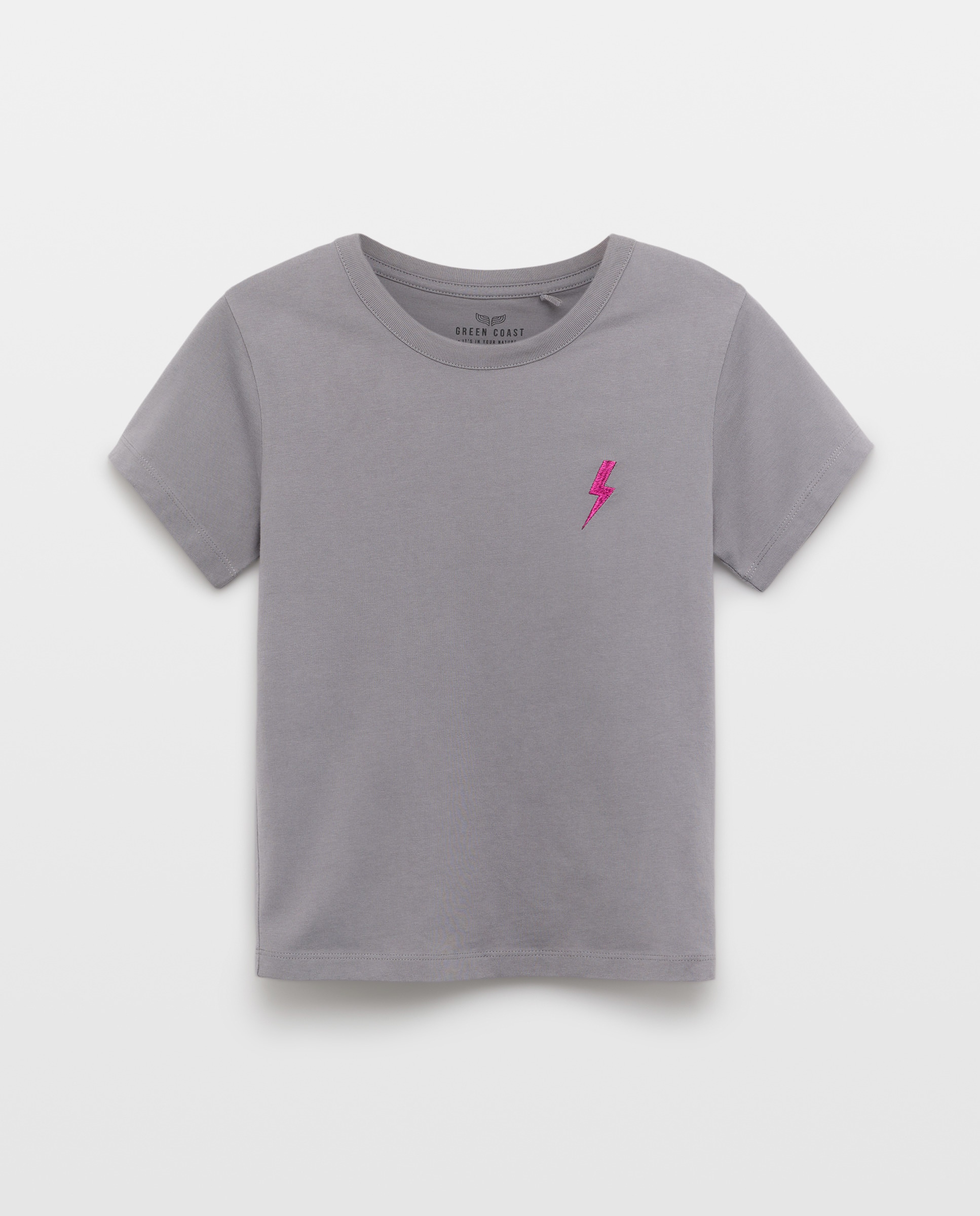 T-shirt de Manga Curta com Bordado de Fio Metalizado 820 Cinzento Médio-4