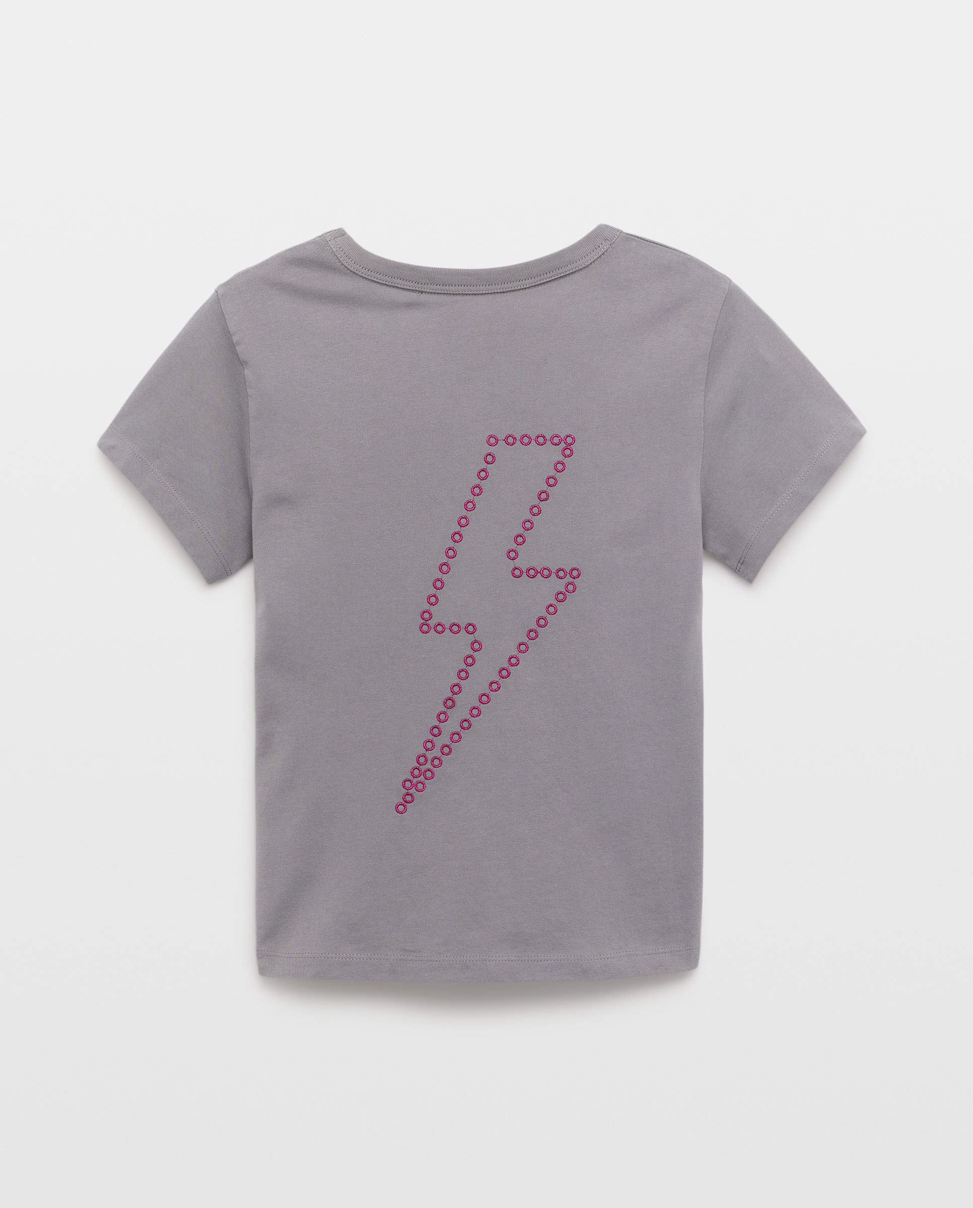 T-shirt de Manga Curta com Bordado de Fio Metalizado 820 Cinzento Médio-5