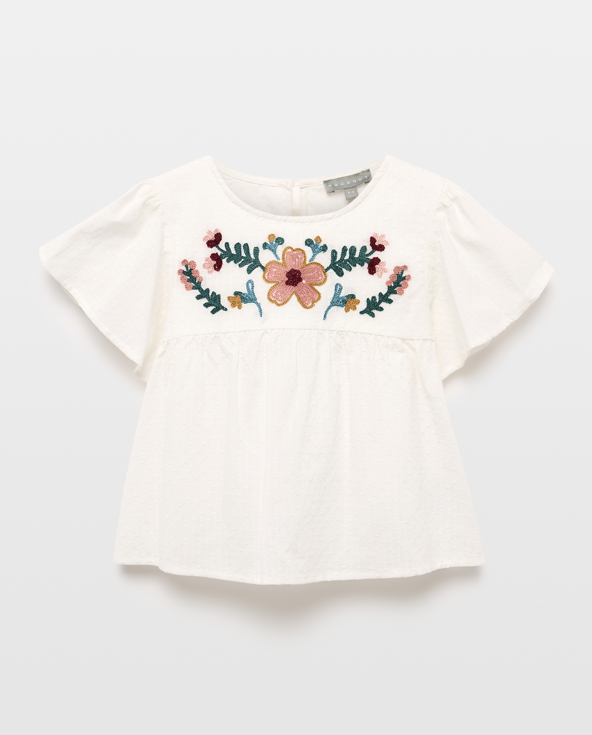 Blusa de Manga Curta com Bordado e Costas Cruzadas Coconut El Corte Inglés 120 Cru-4