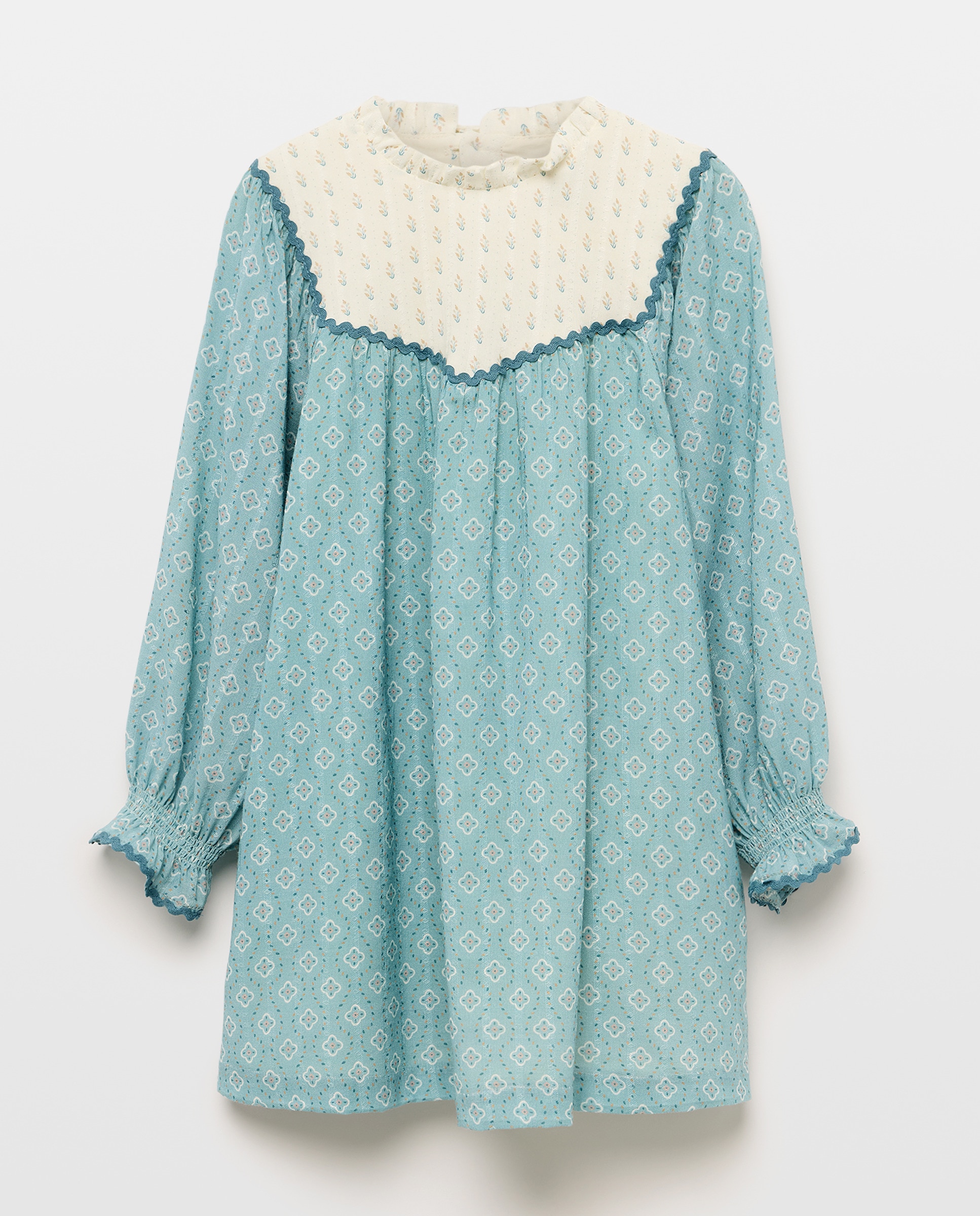 Vestido de Manga Comprida com Peitilho com Vivos Coconut El Corte Inglés Verde-5