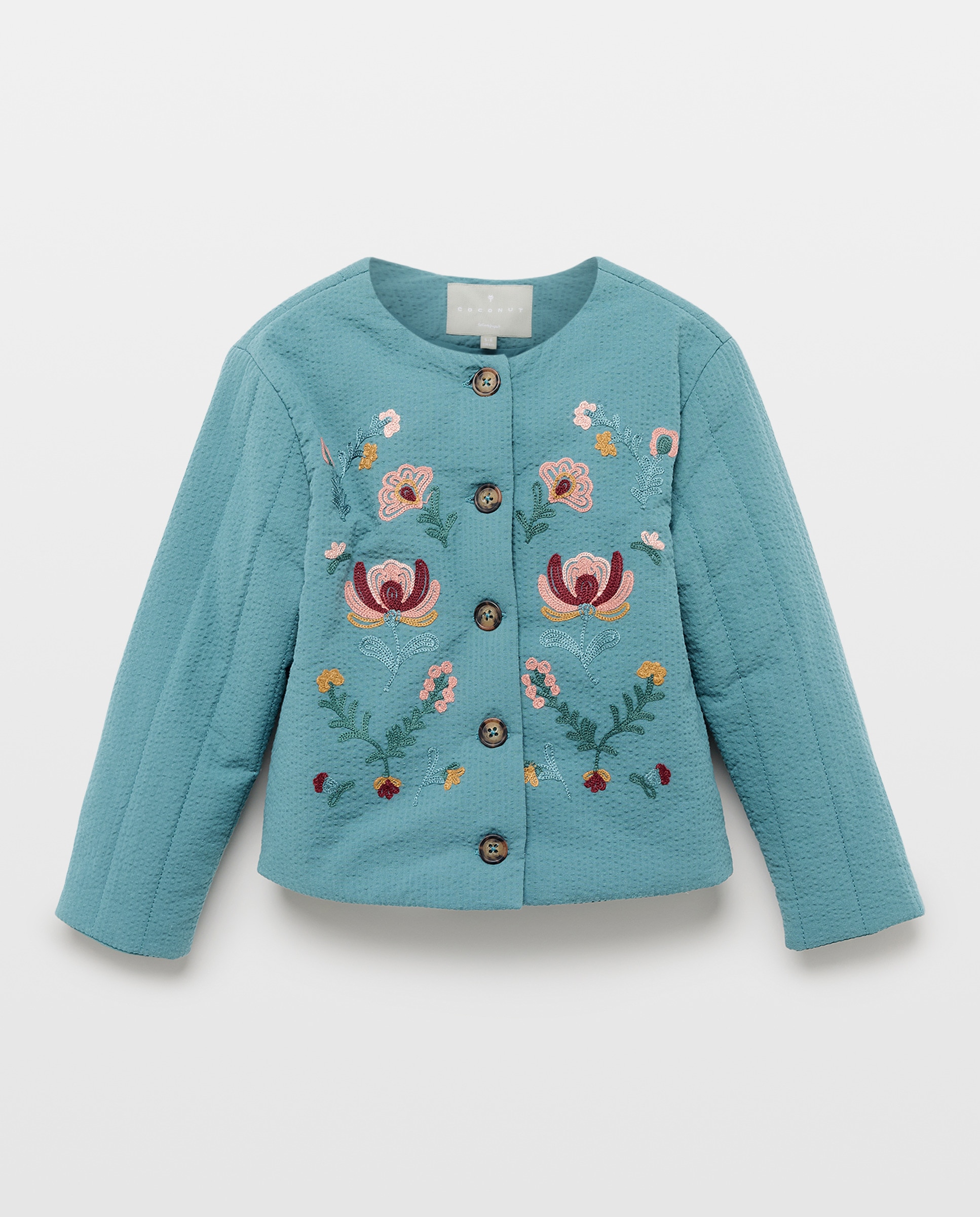 Casaco Acolchoado Ligeiro com Bordado Verde Pato-5