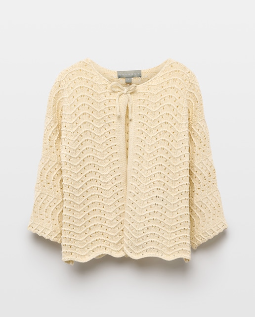 Imagem 0 de Casaco de Malha Aberta de Fio Metalizado com Manga Curta