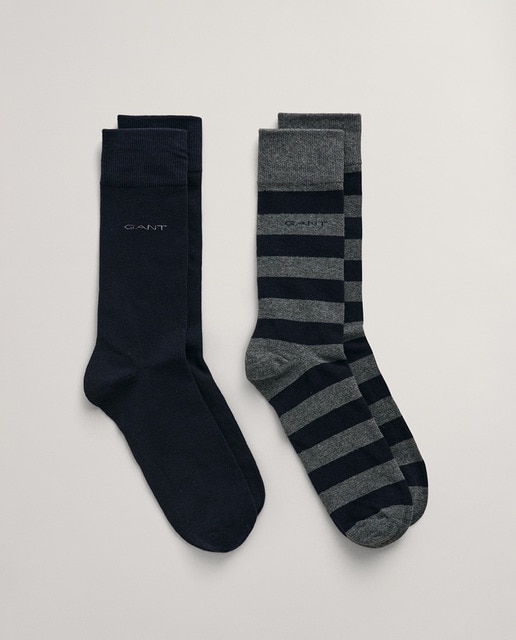 Imagen 0 de Pack de 2 calcetines de hombre en algodón peinado con un diseño de rayas y liso