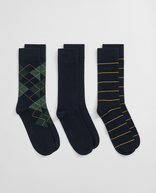 Imagen 0 de Pack de 3 calcetines de hombre en algodón con diseño estampado en rombos