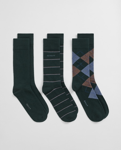 Imagem 0 de Pack de 3 Pares de Meias de Algodão com Desenho Estampado aos Losangos