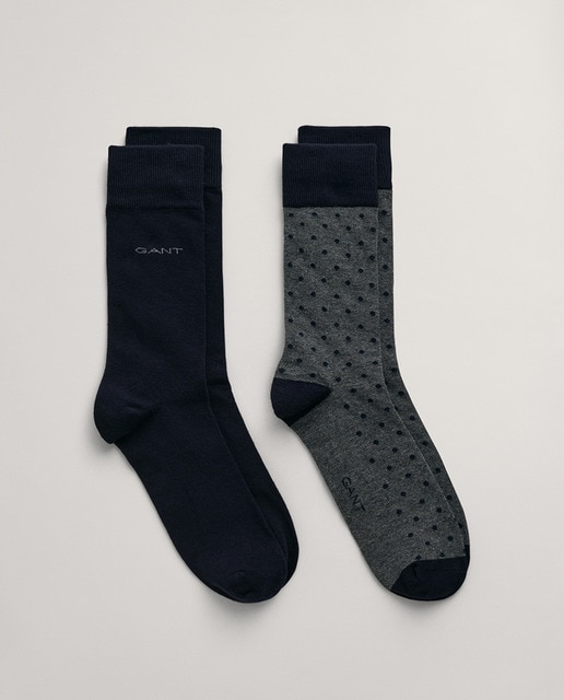 Imagen 0 de Pack de 2 calcetines de hombre en algodón peinado con un diseño de lunares y liso