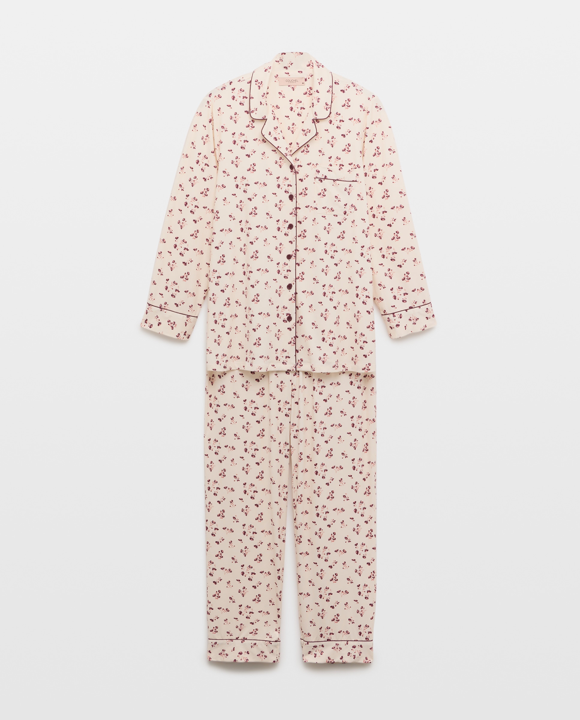 Pijama Camiseiro com Estampado Floral Rosa-1