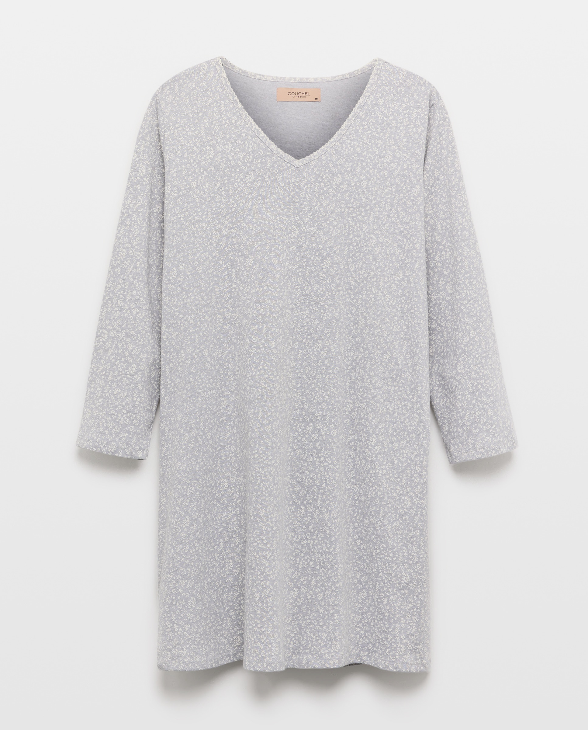 Camisa de Dormir com Decote em Bico e Detalhes de Renda Preto-4