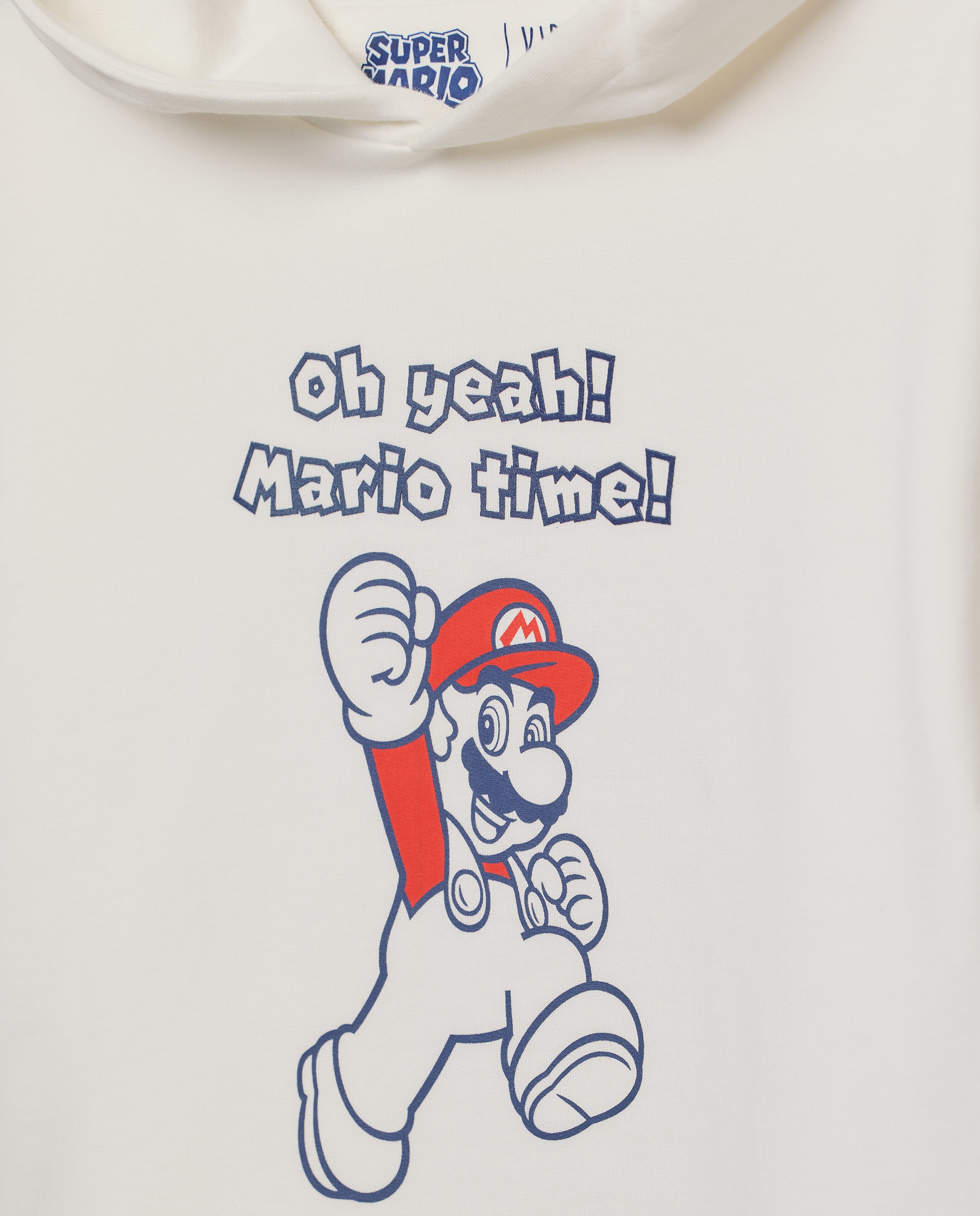 Sweatshirt Fechada com Capuz e Estampado Mario Bros Branco-5
