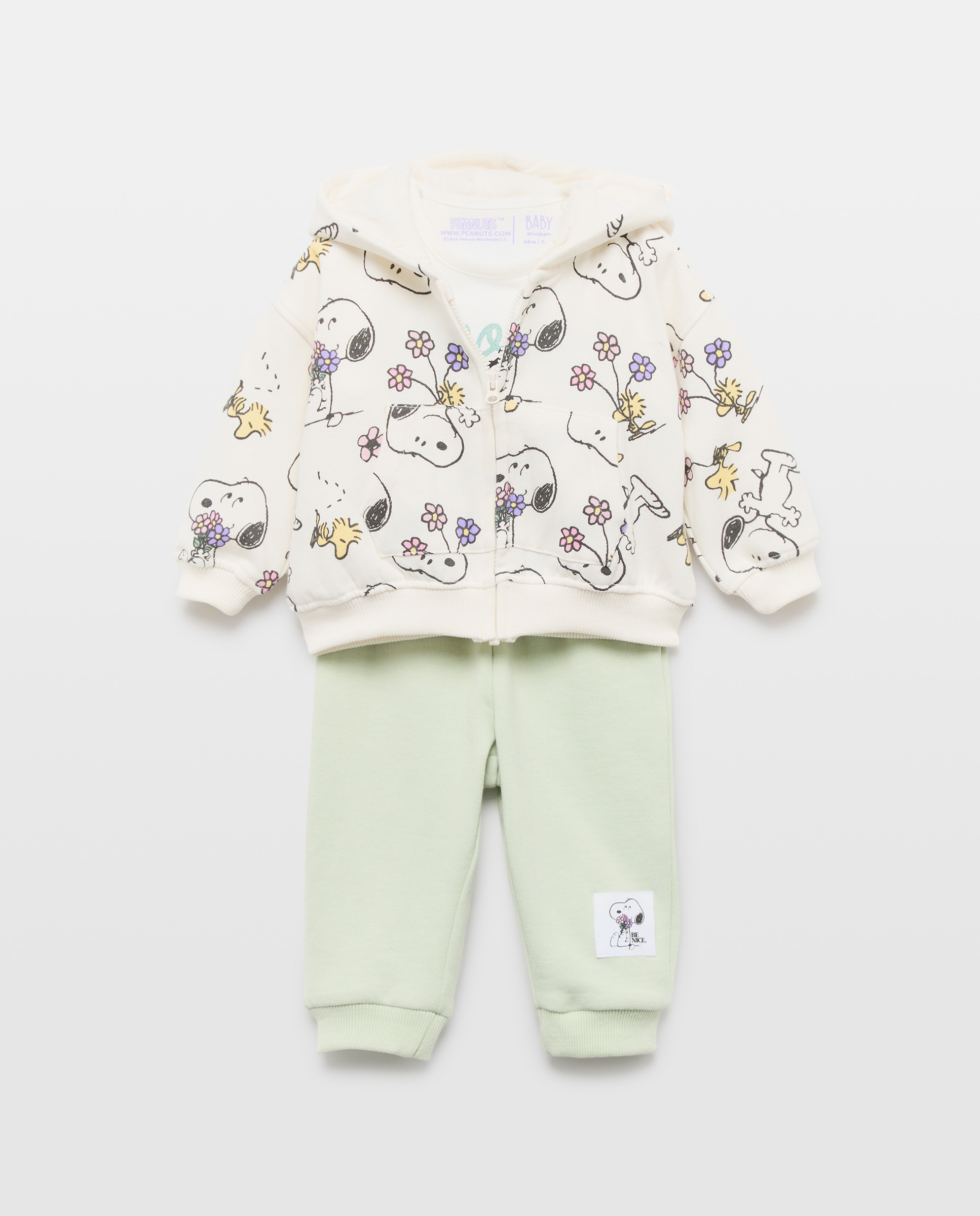 Conjunto de 3 Peças de Bebé com Estampado Snoopy Multicolor-1