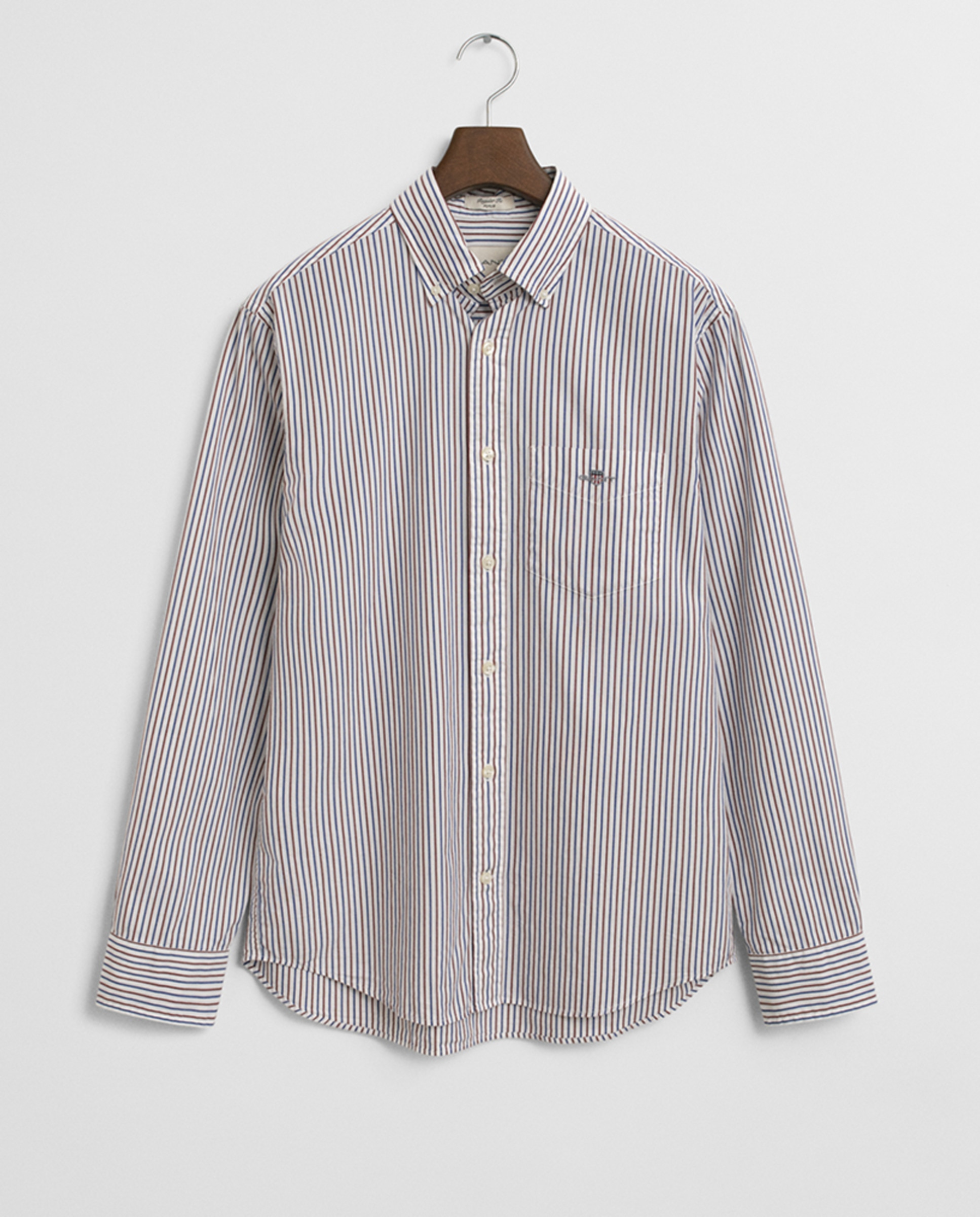 Camisa de Popelina Clássica às Riscas Finas Regular Fit Tamanhos Grandes Vermelho-1
