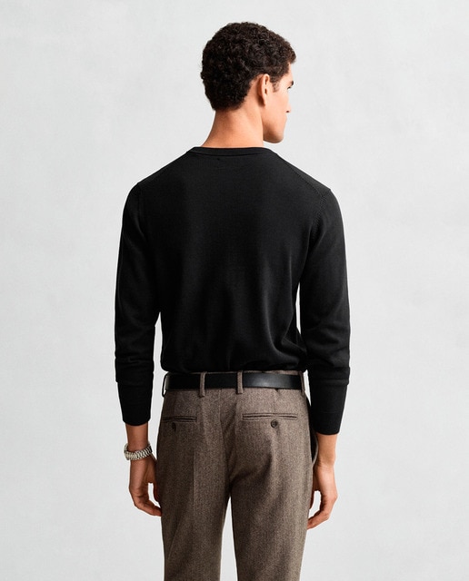 Imagen 0 de Jersey de hombre de cuello redondo con logotipo GANT bordado en el pecho y esticos en mangas y cintura