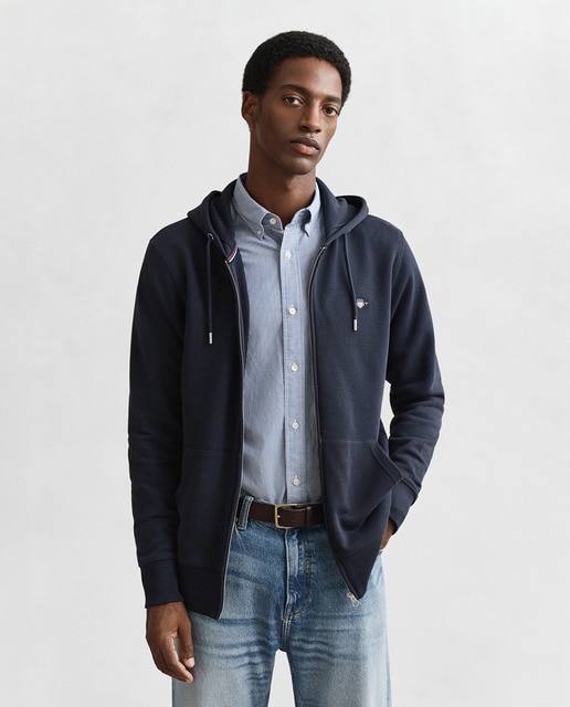 Imagen 0 de Sudadera de hombre con capucha y cremallera Shield tallas grandes