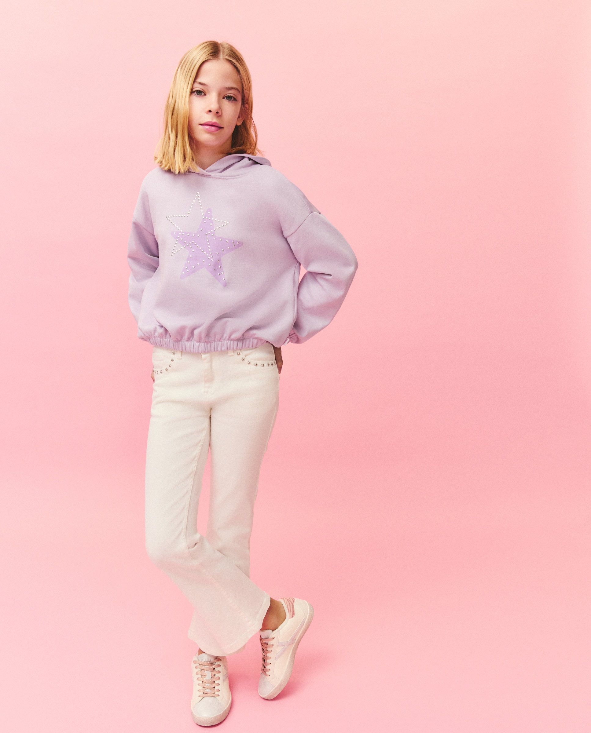 Sweatshirt com Capuz e Estampado Posicional 282 Malva-3