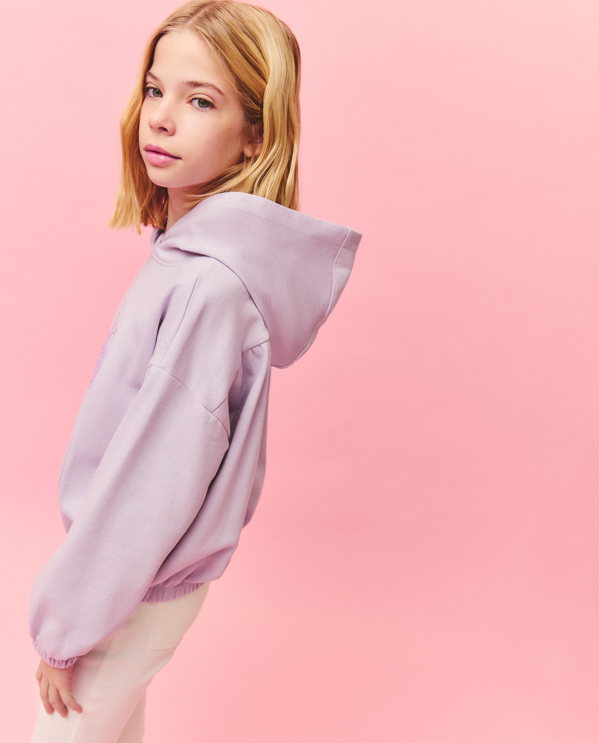 Sweatshirt com Capuz e Estampado Posicional 282 Malva-2