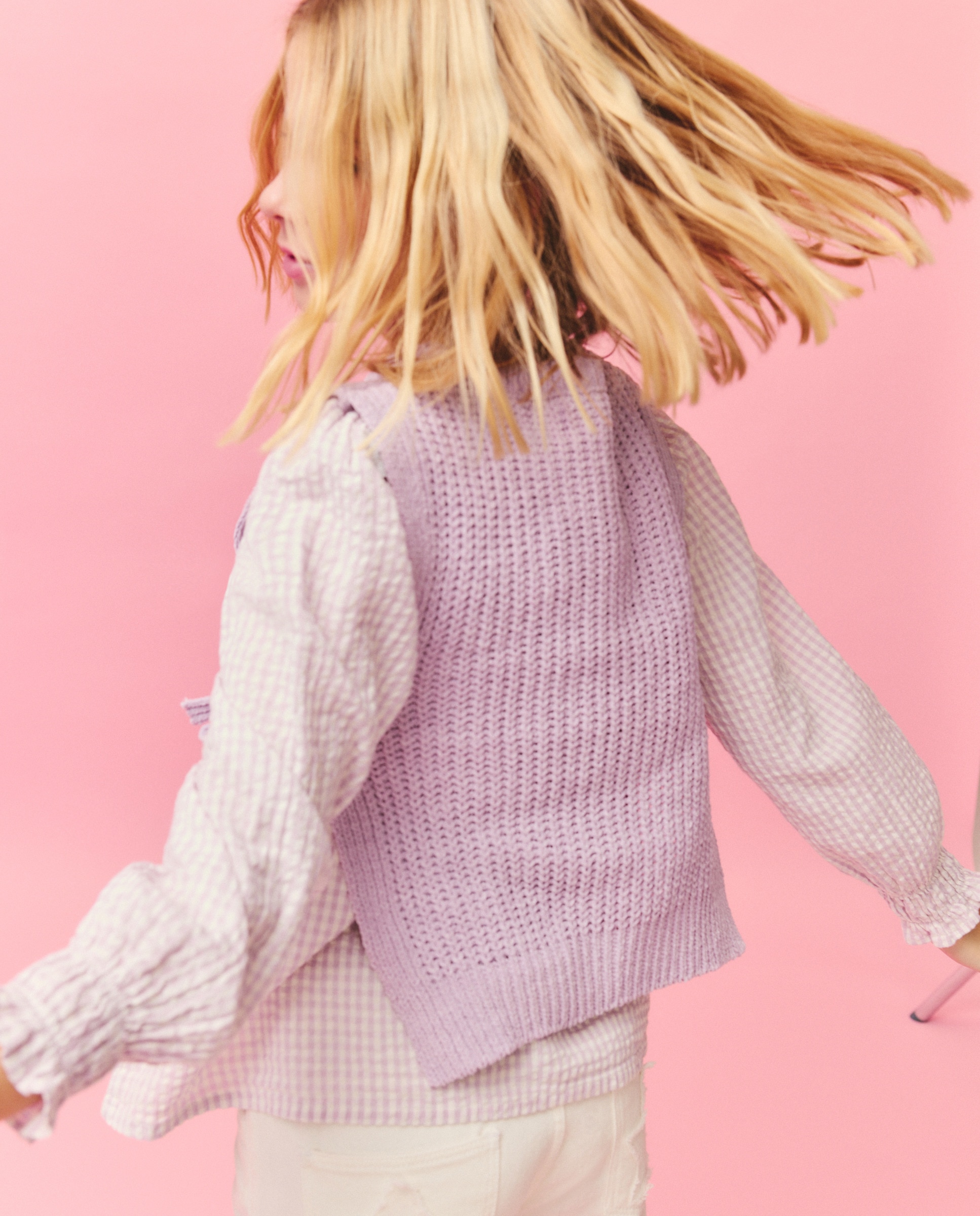 Colete de Tricot Chenille com Laços Laterais 284 Lilás-3