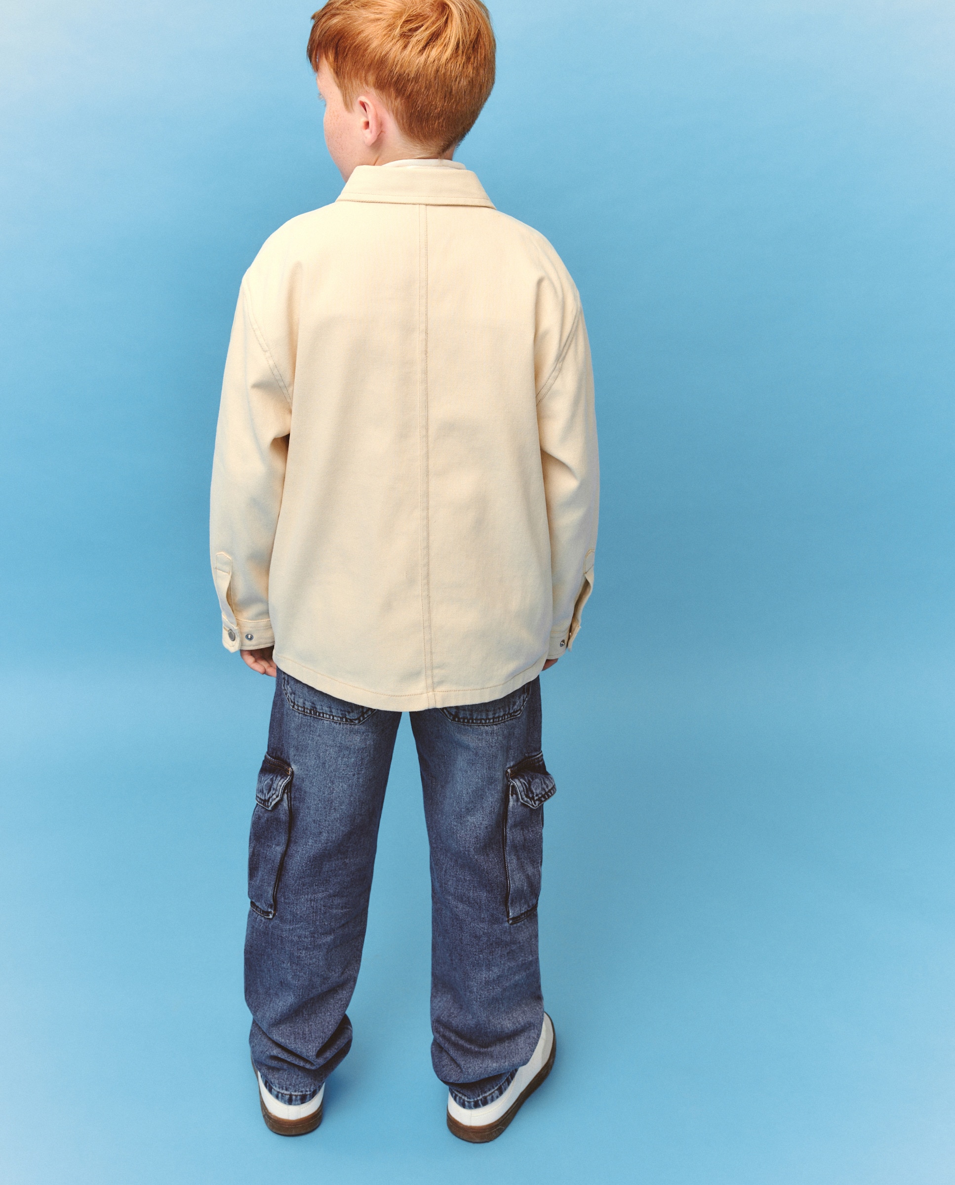 Sobrecamisa de Sarja com Manga Comprida e Bolsos Kids El Corte Inglés 120 Cru-4