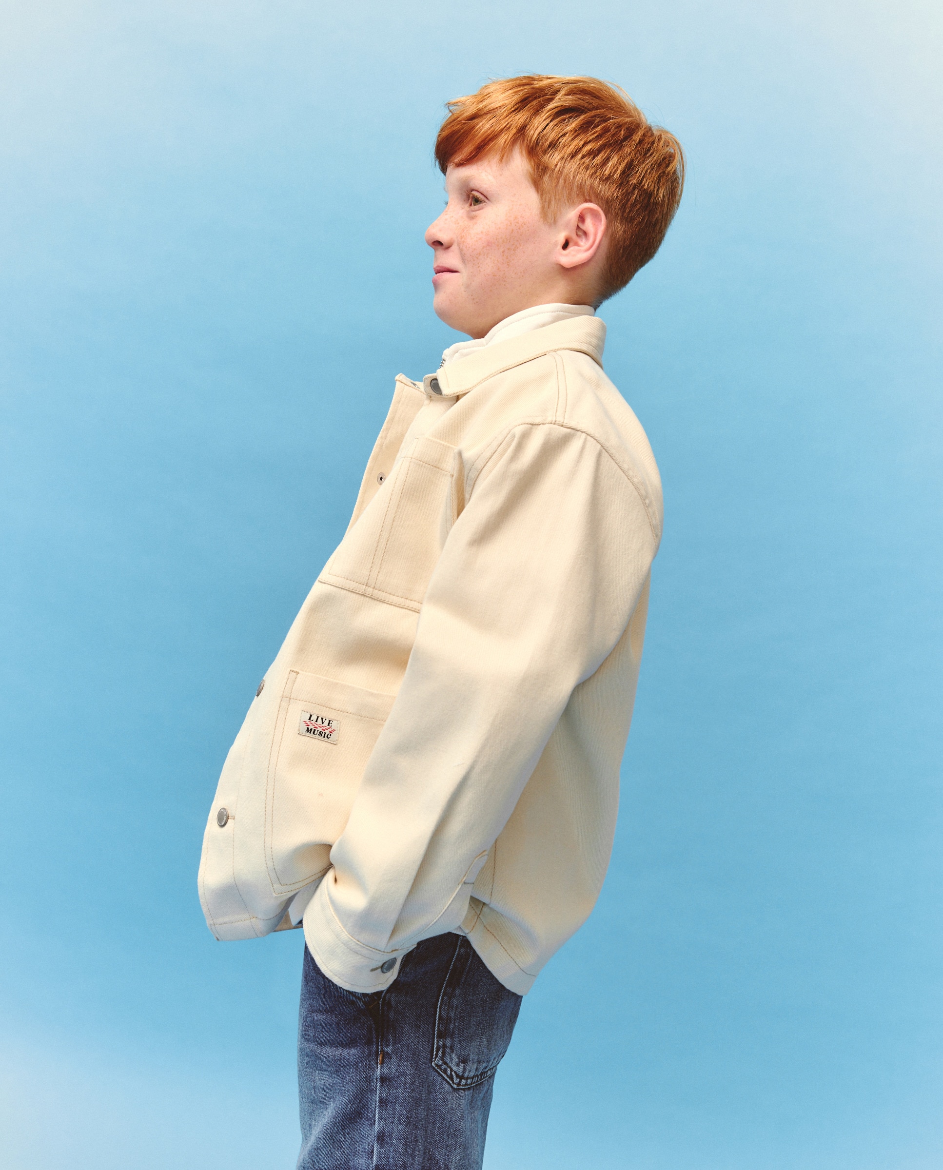 Sobrecamisa de Sarja com Manga Comprida e Bolsos Kids El Corte Inglés 120 Cru-3