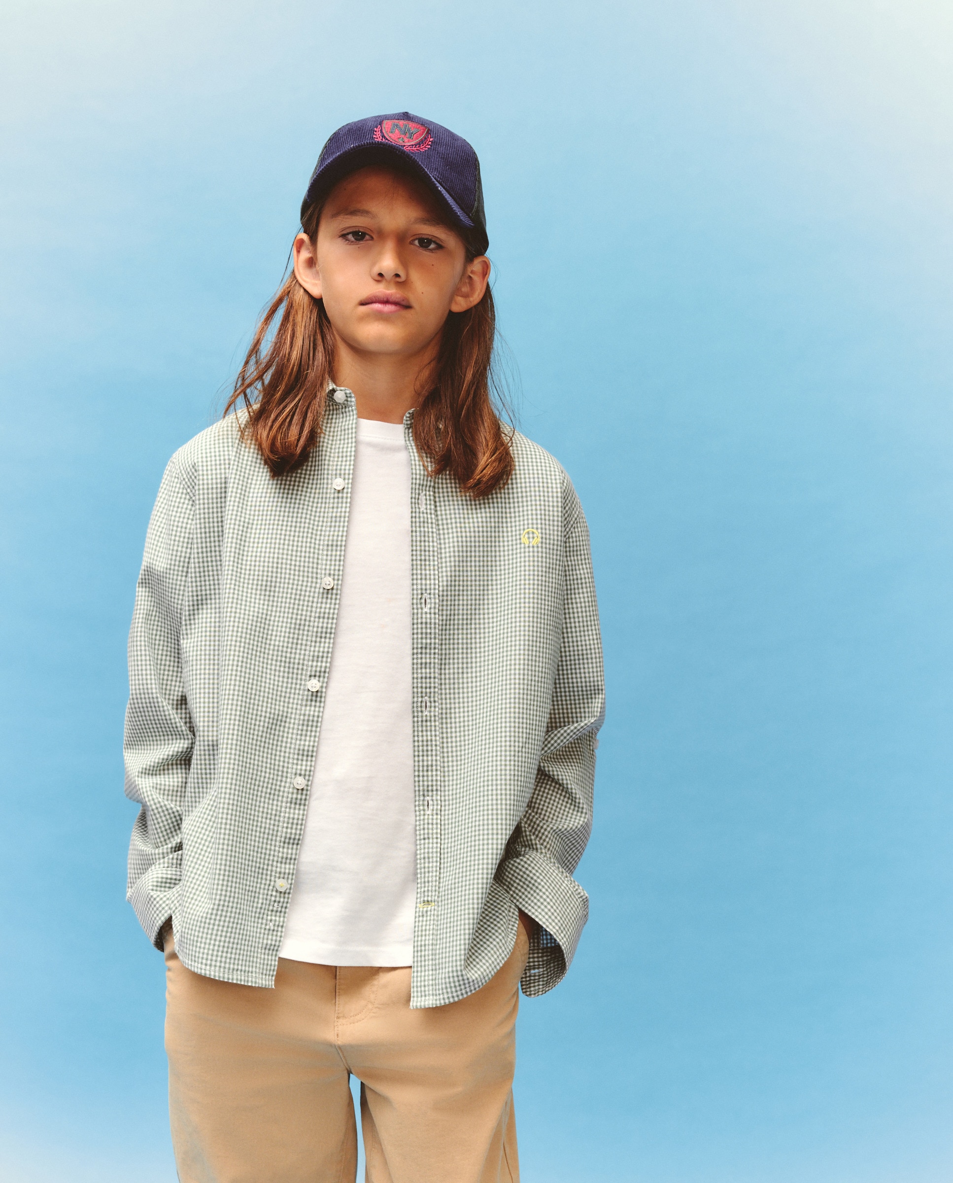 Camisa de Manga Comprida com Vichy Verde-2