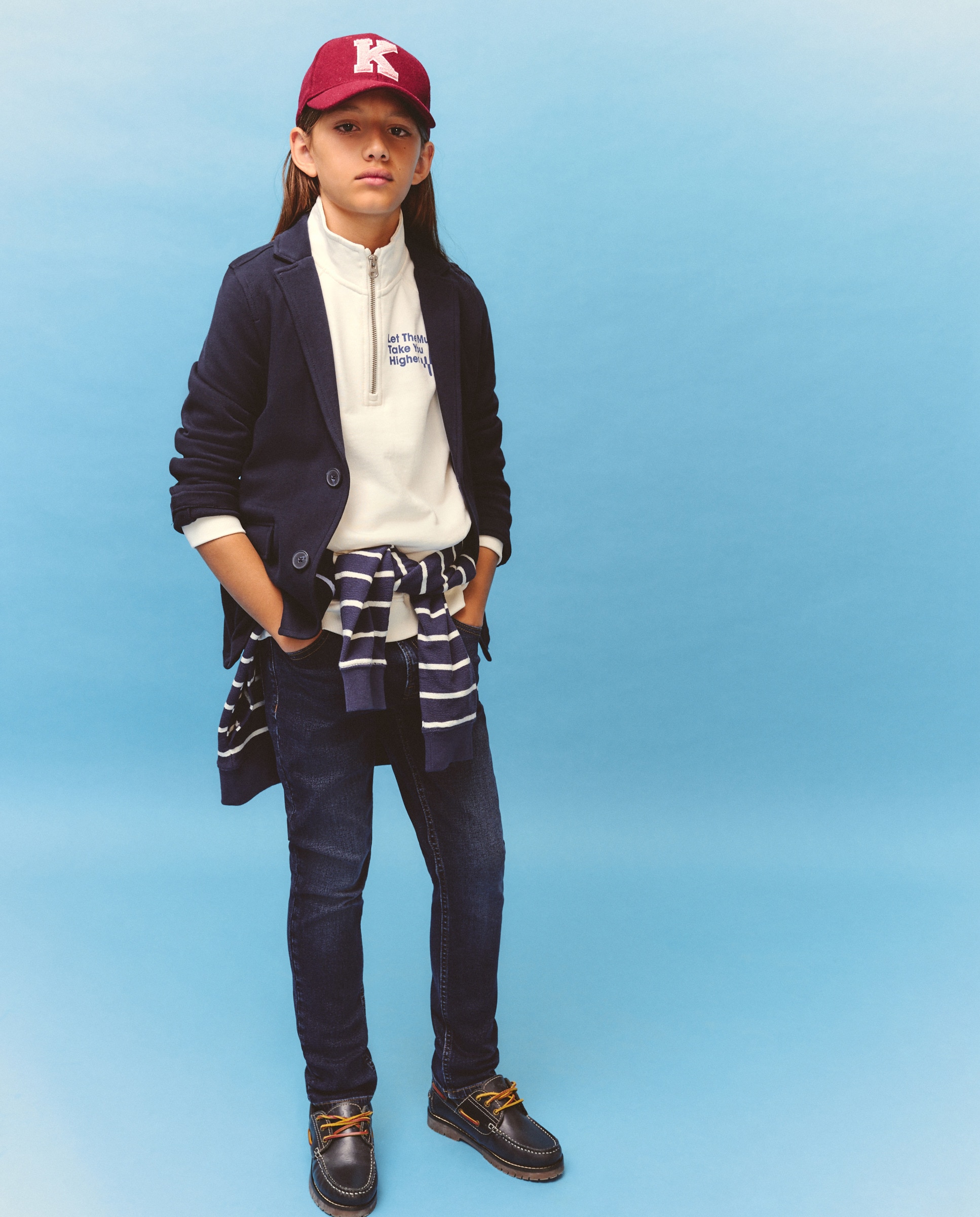 Jeans skinny de menino Azul Suave-1