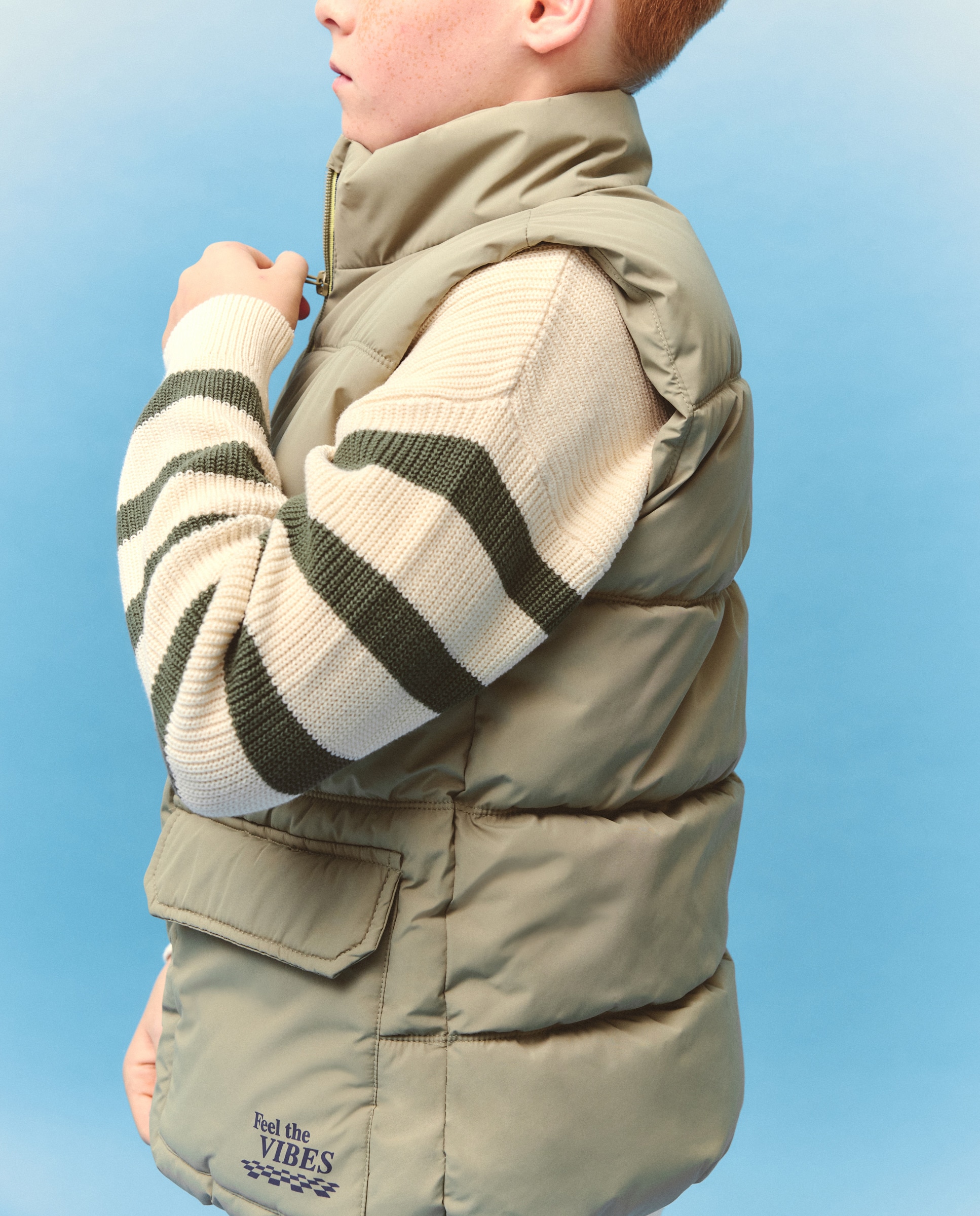 Colete Acolchoado Liso Verde-3